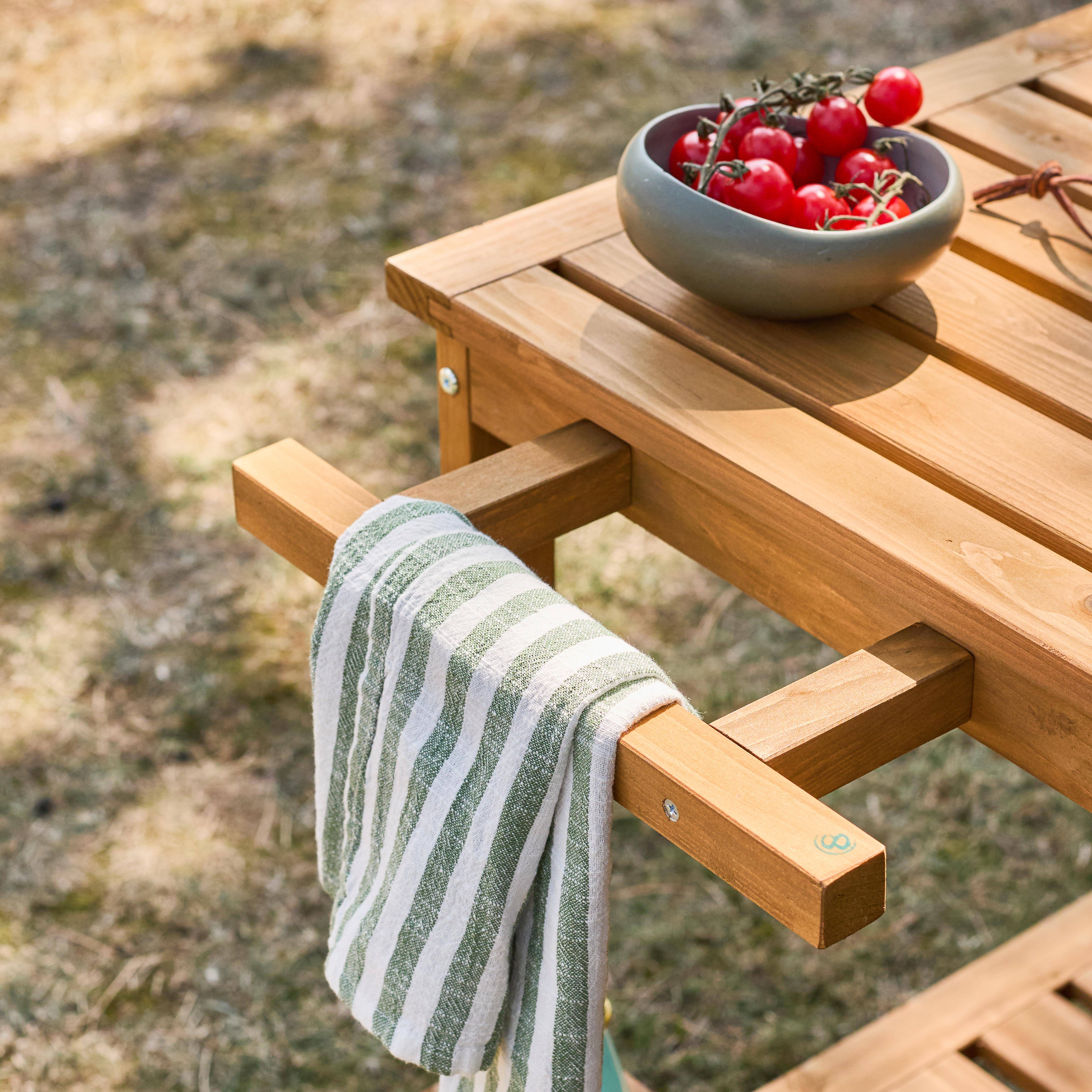Carrello per barbecue in legno di abete da 95cm, Aulne, Marrone naturale, 95x47x74 cm,sweeek,Photo4