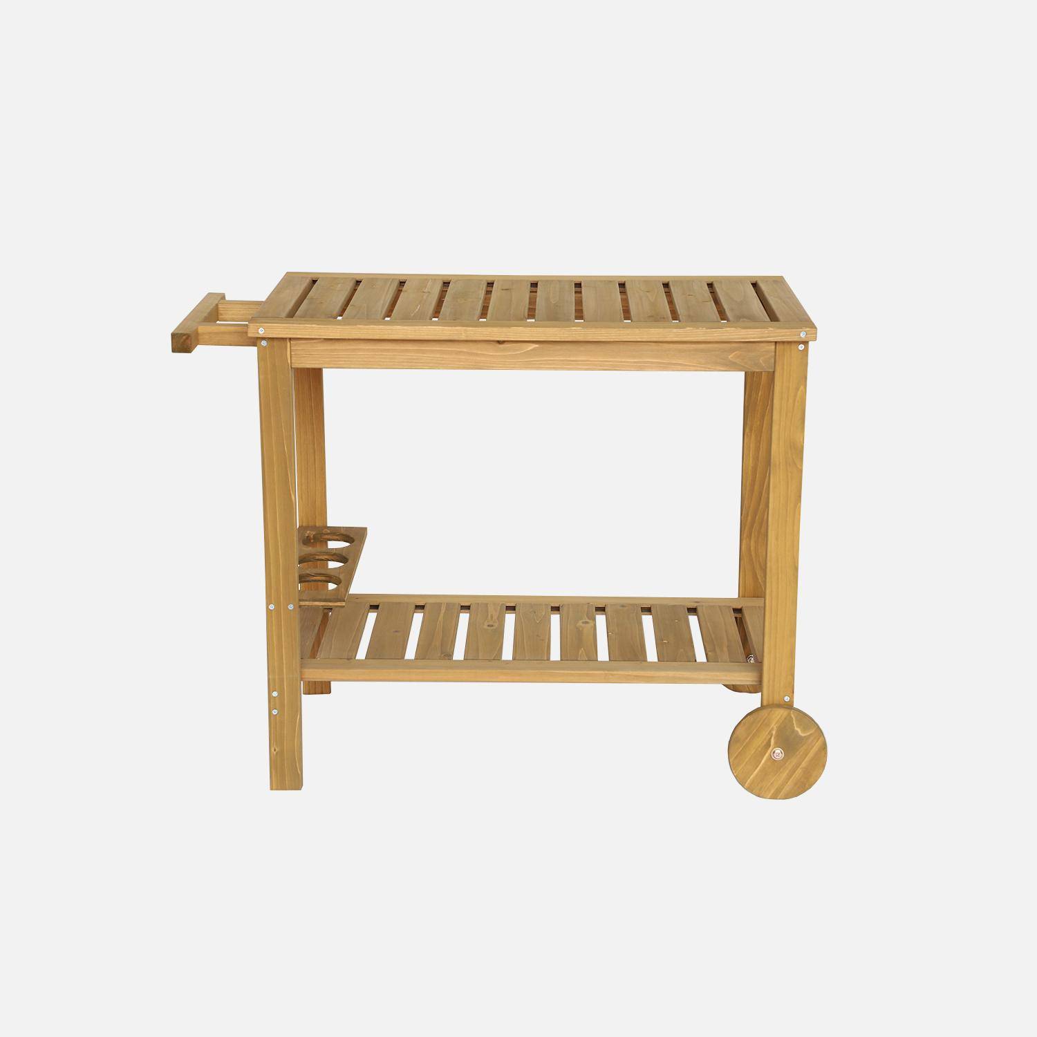 Aparador de barbacoa de madera con ruedas, Aulne, Madera, 95x47x74 cm Photo4