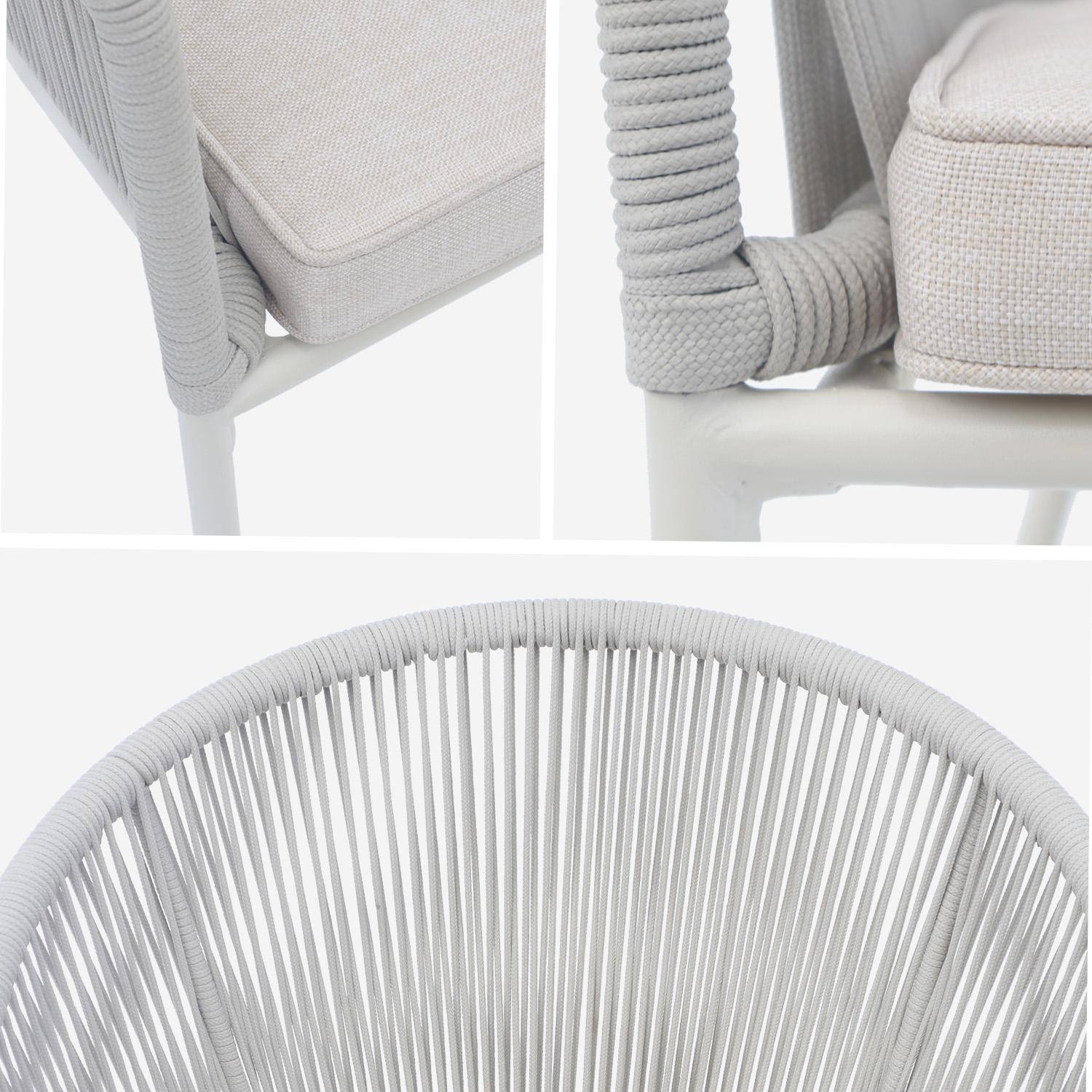 Lot de 2 fauteuils de jardin en corde beige et acier galvanisé, coussins gris  Photo4