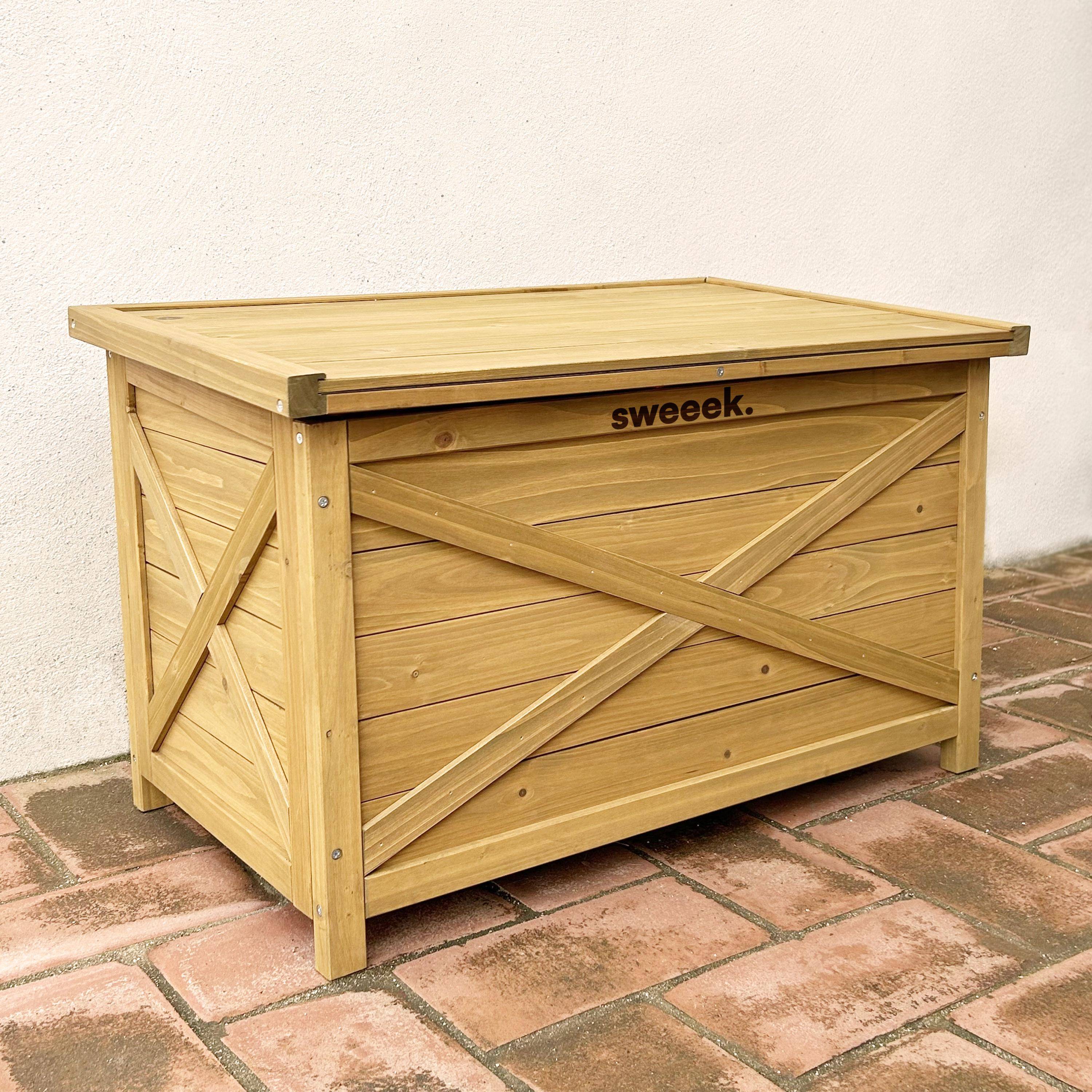 Aufbewahrungsbox aus Tannenholz 80 cm, naturfarben, L80 x T48 x H50cm, Inhalt 100L - Alysse Photo2