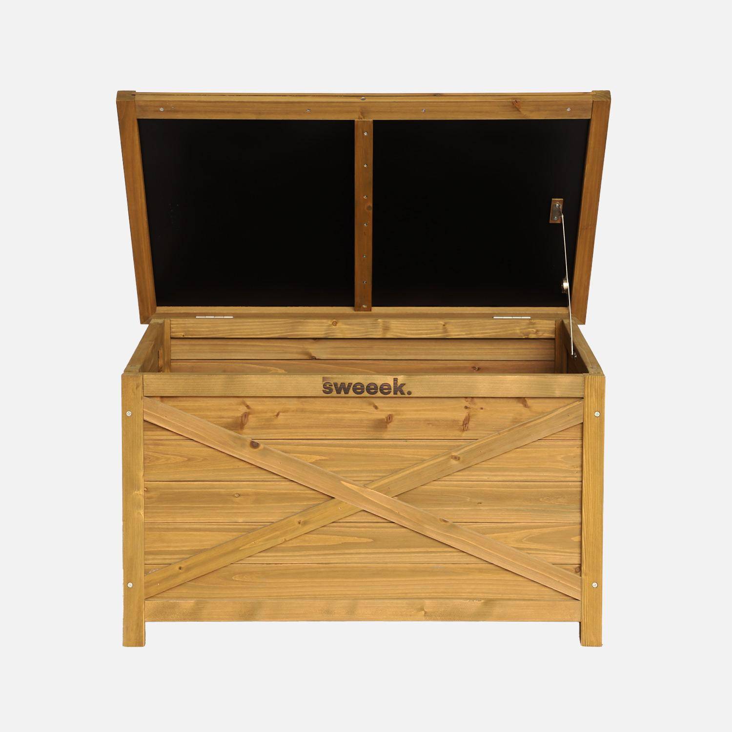 QLS Handels Garden Box Wooden Box Storage Box Woodenbox Garden Balcony 120 x 48 x 46 cm Perfect for Garden and Home (Brown #E06957