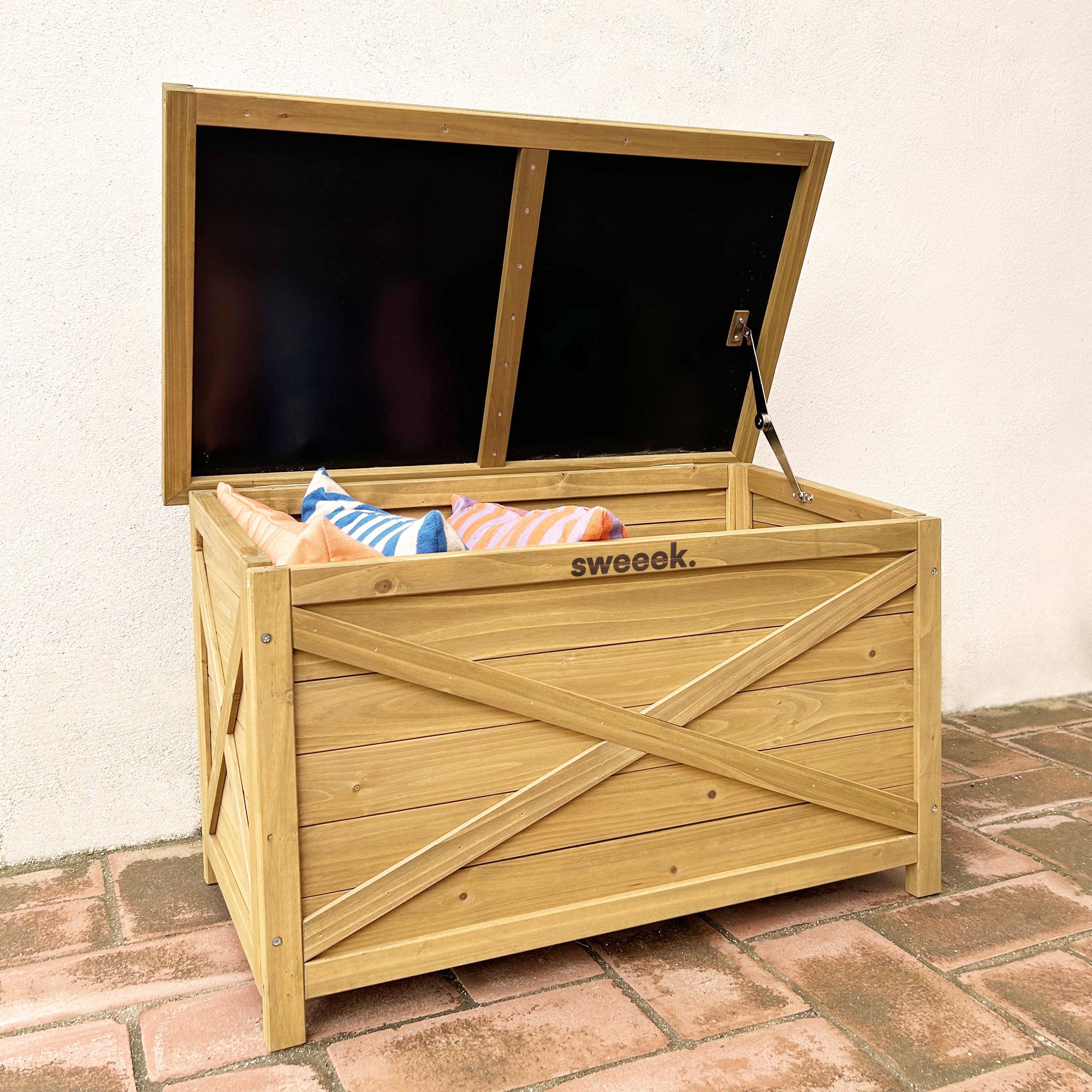 Aufbewahrungsbox aus Tannenholz 80 cm, naturfarben, L80 x T48 x H50cm, Inhalt 100L - Alysse Photo1