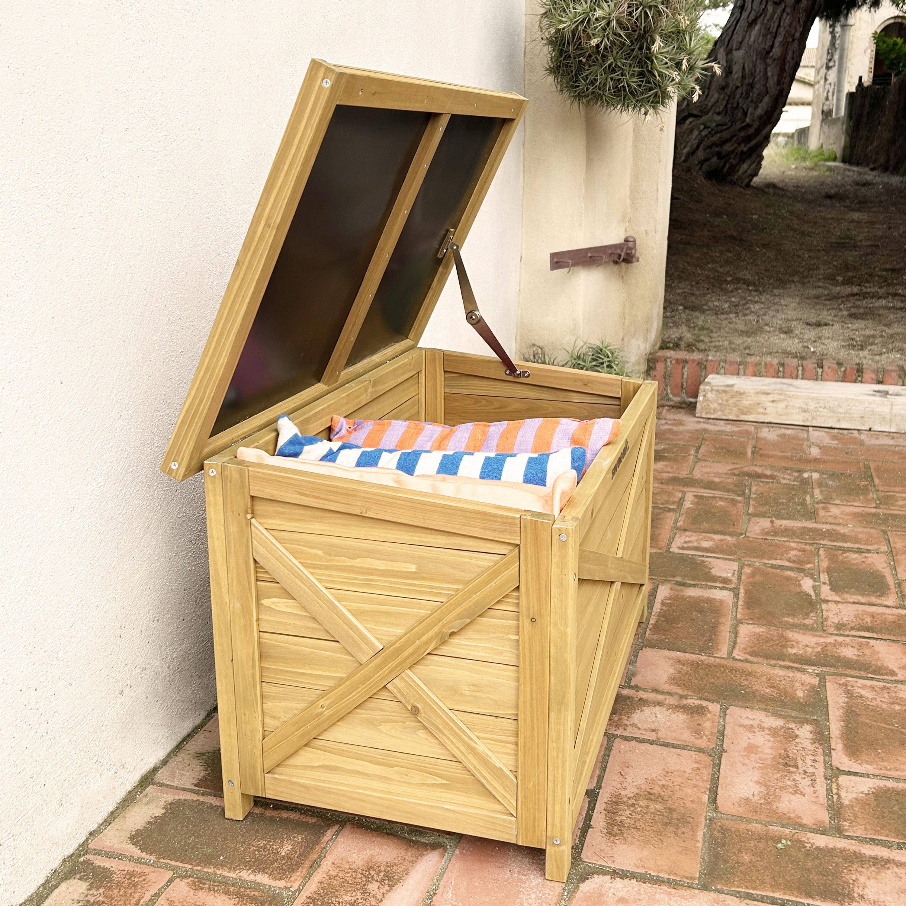 Aufbewahrungsbox aus Tannenholz 80 cm, naturfarben, L80 x T48 x H50cm, Inhalt 100L - Alysse Photo3