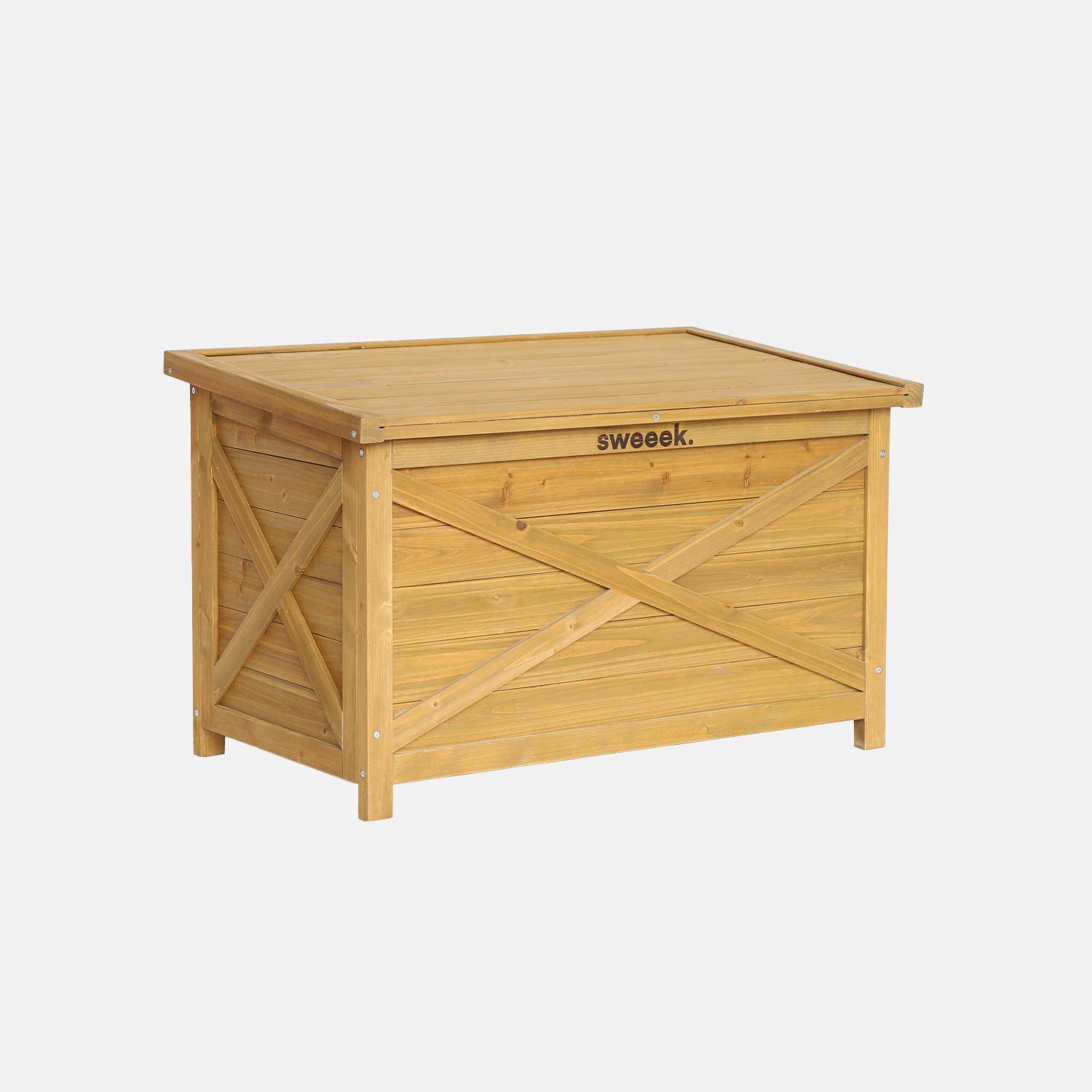 Aufbewahrungsbox aus Tannenholz 80 cm, naturfarben, L80 x T48 x H50cm, Inhalt 100L - Alysse Photo4