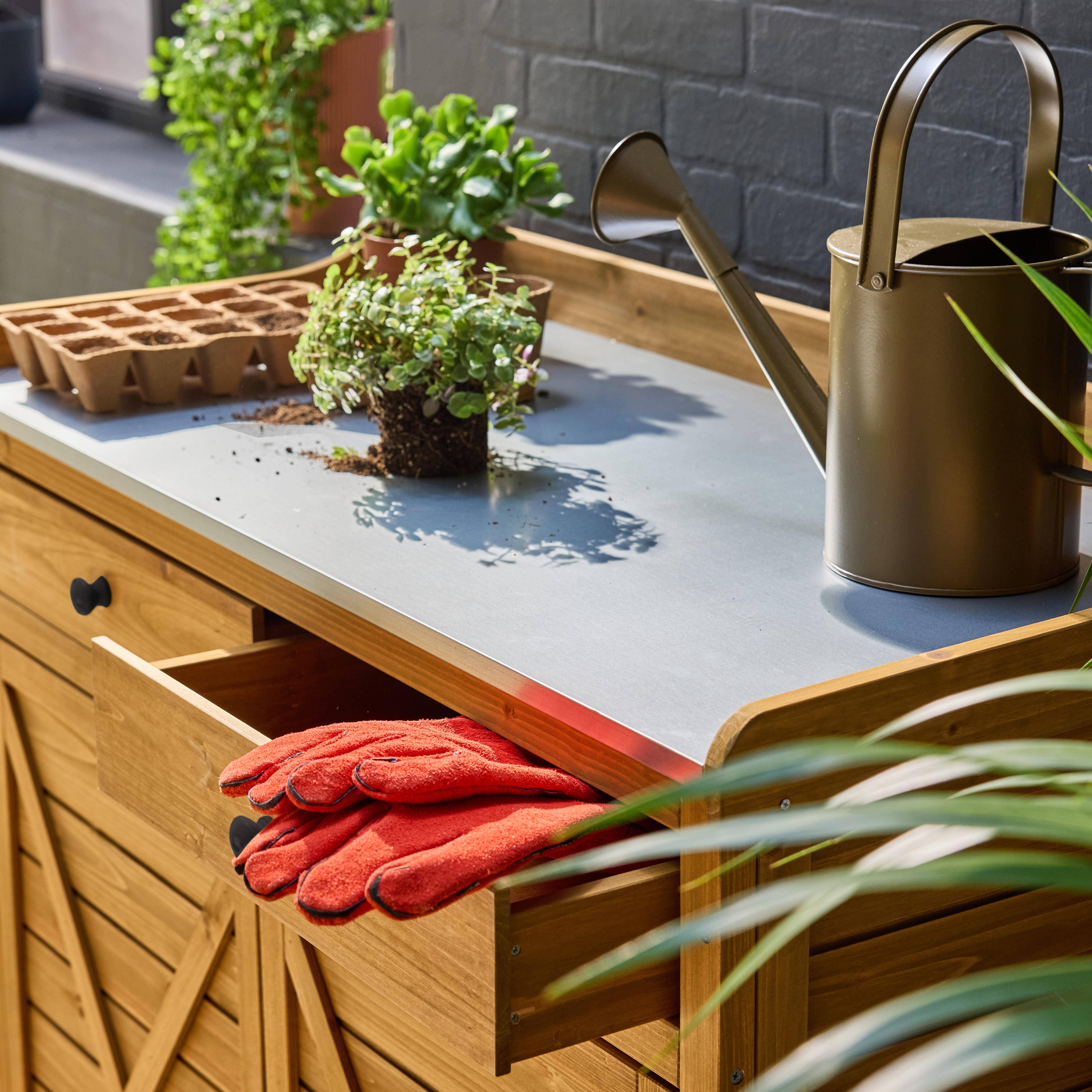 Armário de exterior em madeira de abeto, 2 portas, 2 gavetas, Azalee, Madeira, 102x52.8x103.5 cm,sweeek,Photo2