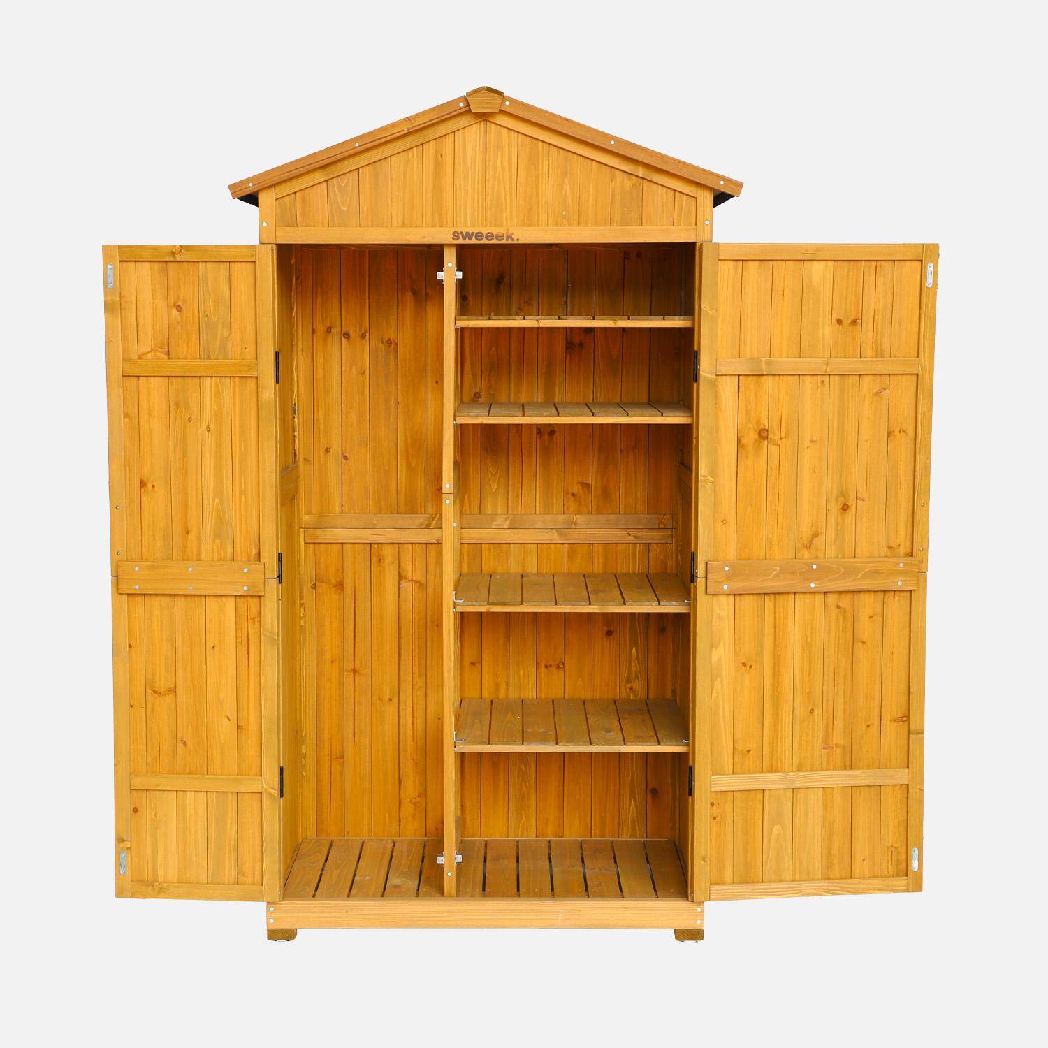 Gartenschuppen 105 cm aus Tannenholz, naturfarben, 6 Stauräume, B 105 x T 55,5 x H 178,5 cm - Ancolie,sweeek,Photo7