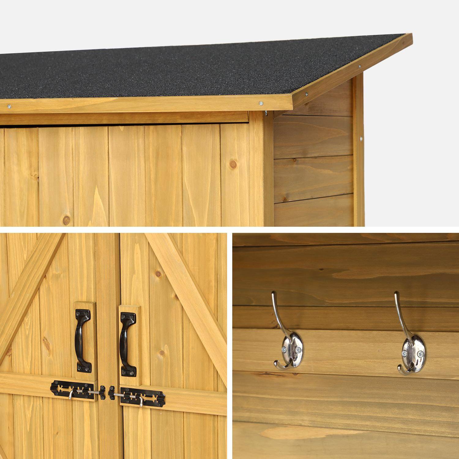 Caseta de jardín de 140cm en madera de abeto, Aubepine, Madera, 140x50x162 cm Photo4