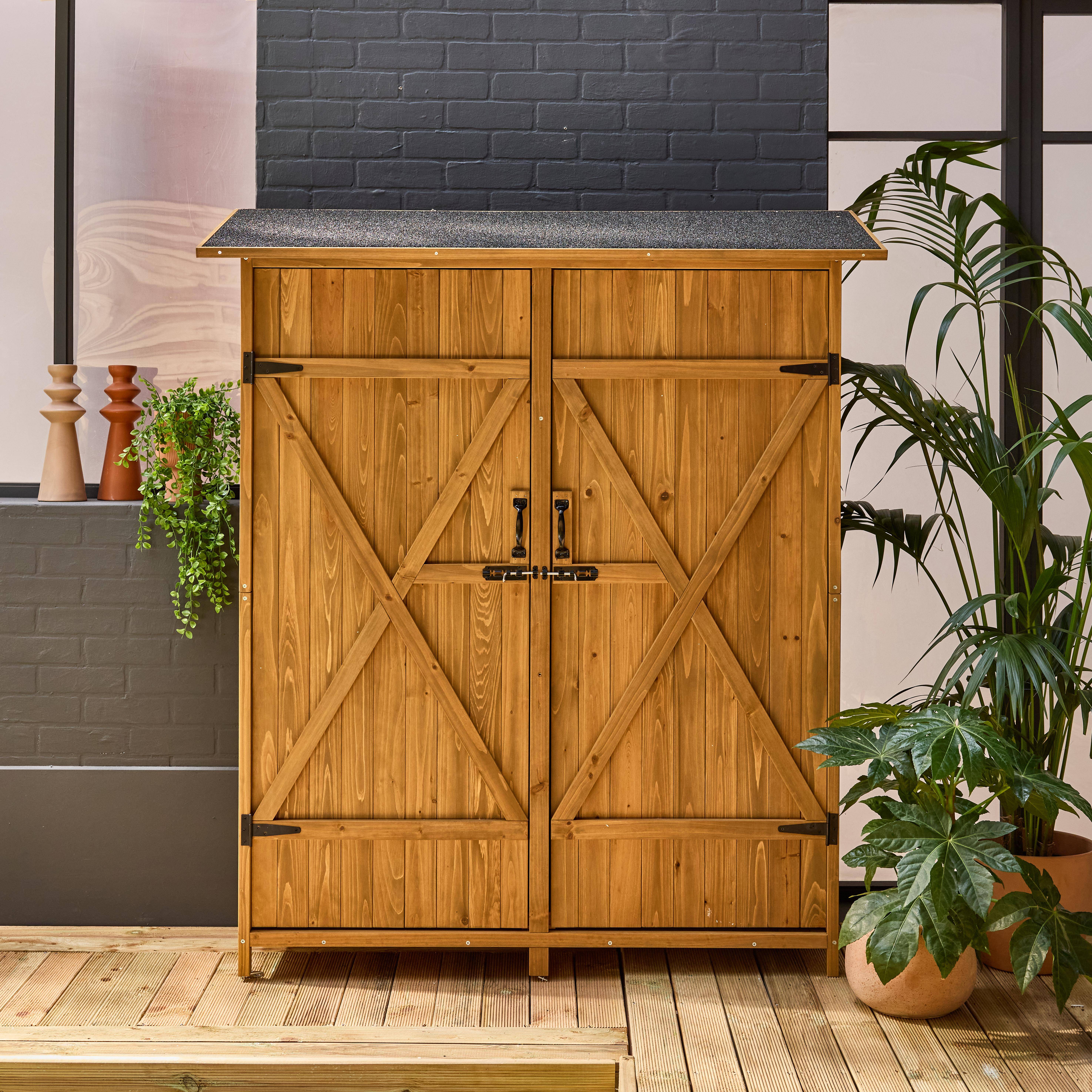 Caseta de jardín de 140cm en madera de abeto, Aubepine, Madera, 140x50x162 cm Photo1