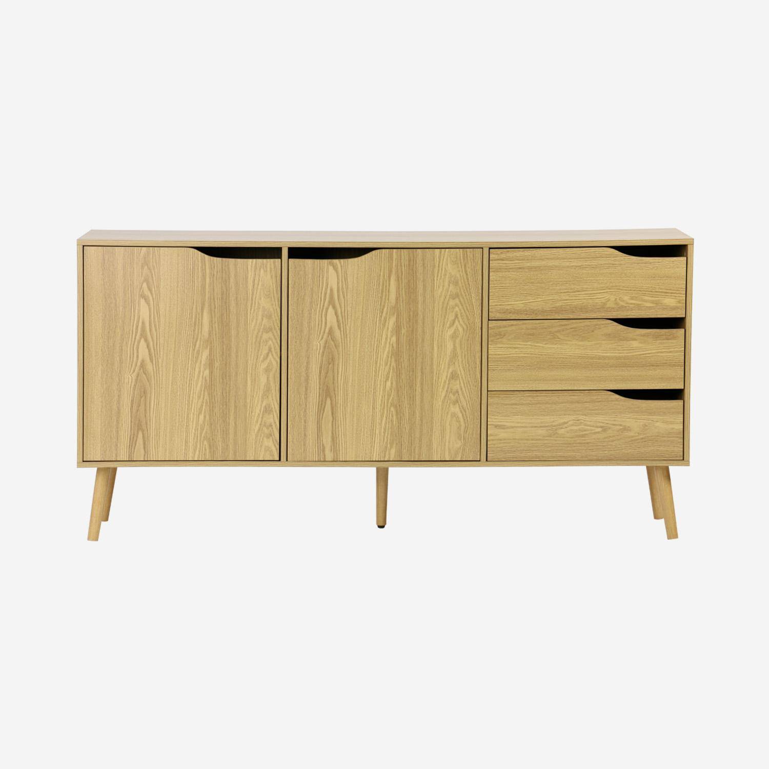160cm walnut wood-effect sideboard, Nepal, Ash effect, 160x40x80 cm Photo2