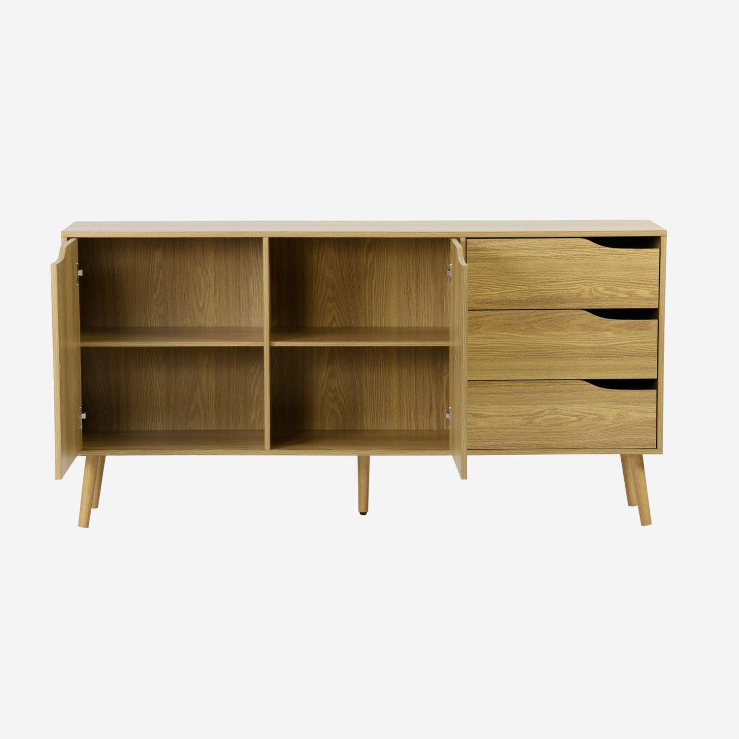160cm walnut wood-effect sideboard, Nepal, Ash effect, 160x40x80 cm Photo3