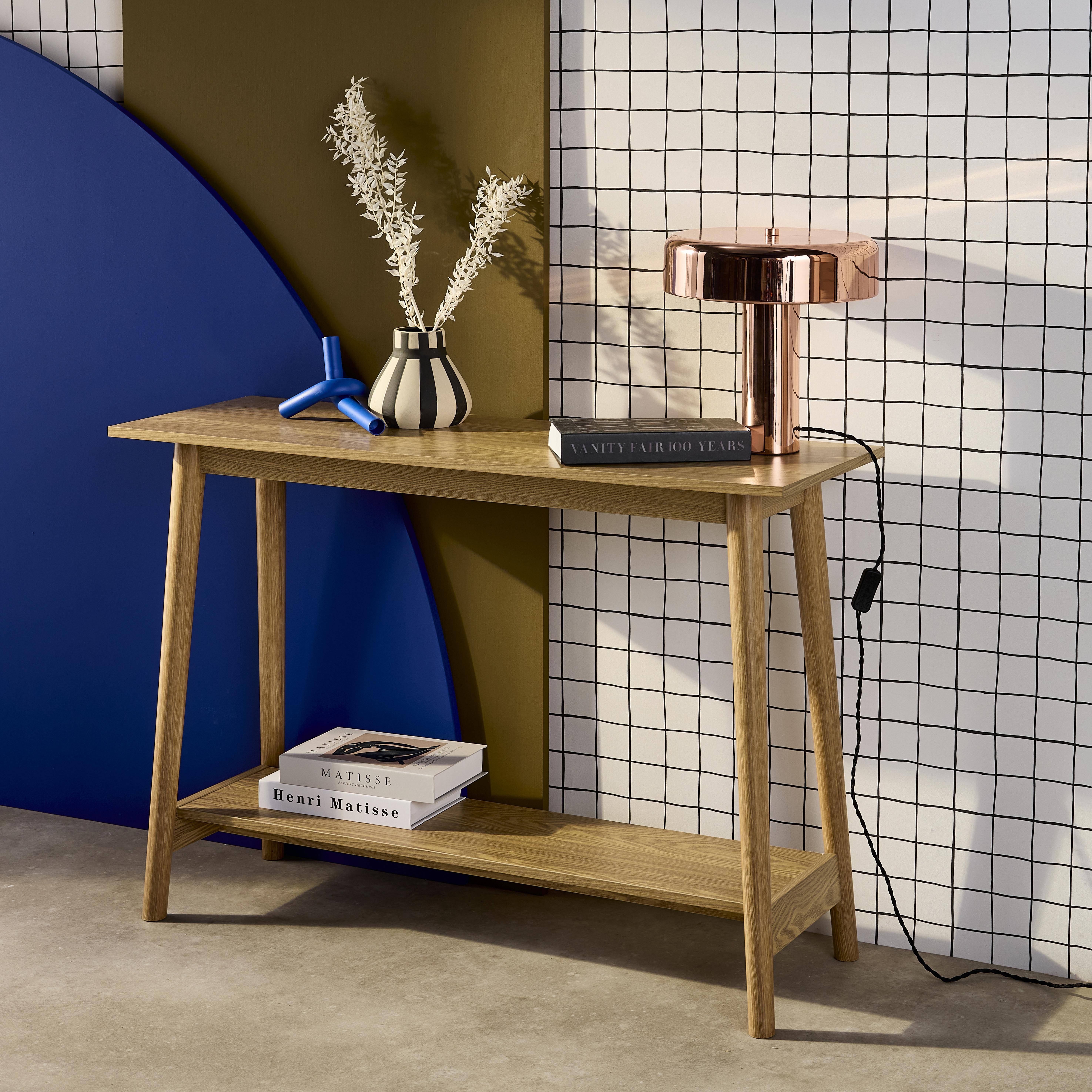Scandinavische essenhouten sidetable, 1 plank Photo2