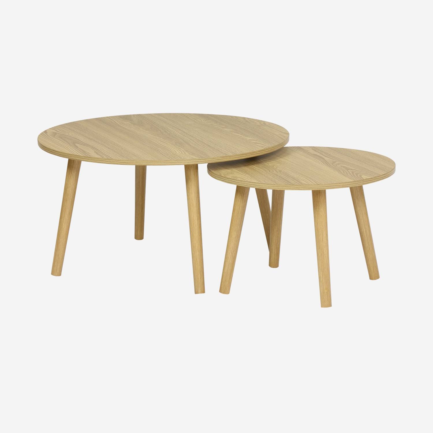 Set of 2 Nepal ash effect round coffee tables
