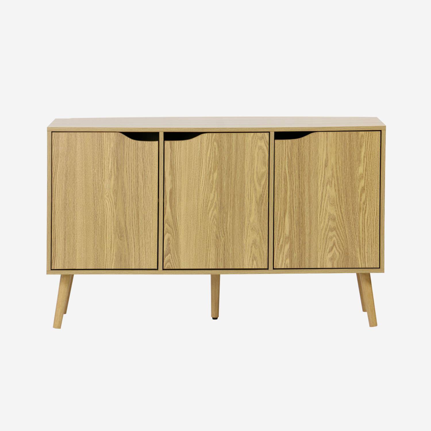 120cm walnut-effect sideboard with 3 doors and 3 shelves, Nepal, Ash effect, 120x39x73.5 cm Photo4