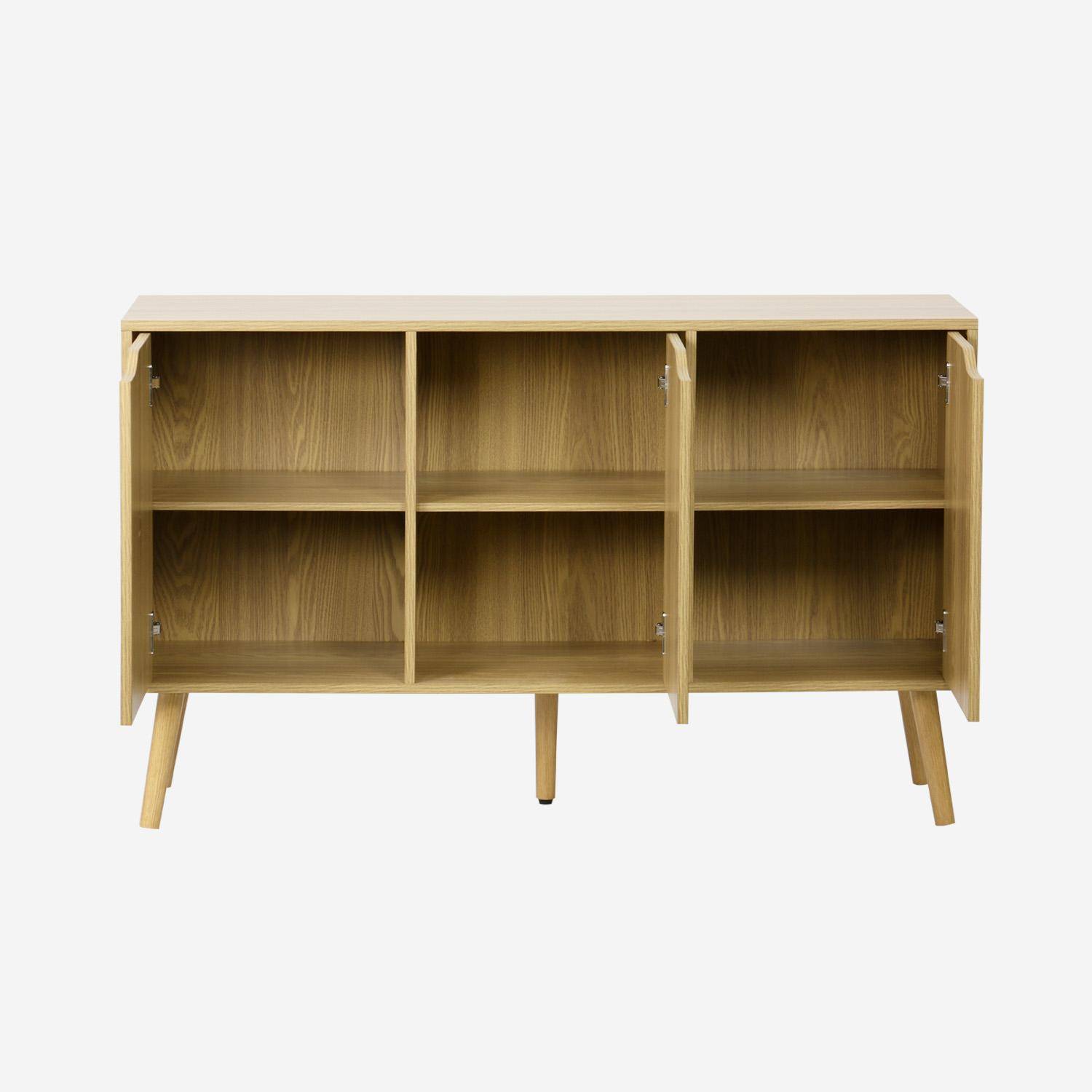 120cm walnut-effect sideboard with 3 doors and 3 shelves, Nepal, Ash effect, 120x39x73.5 cm Photo2