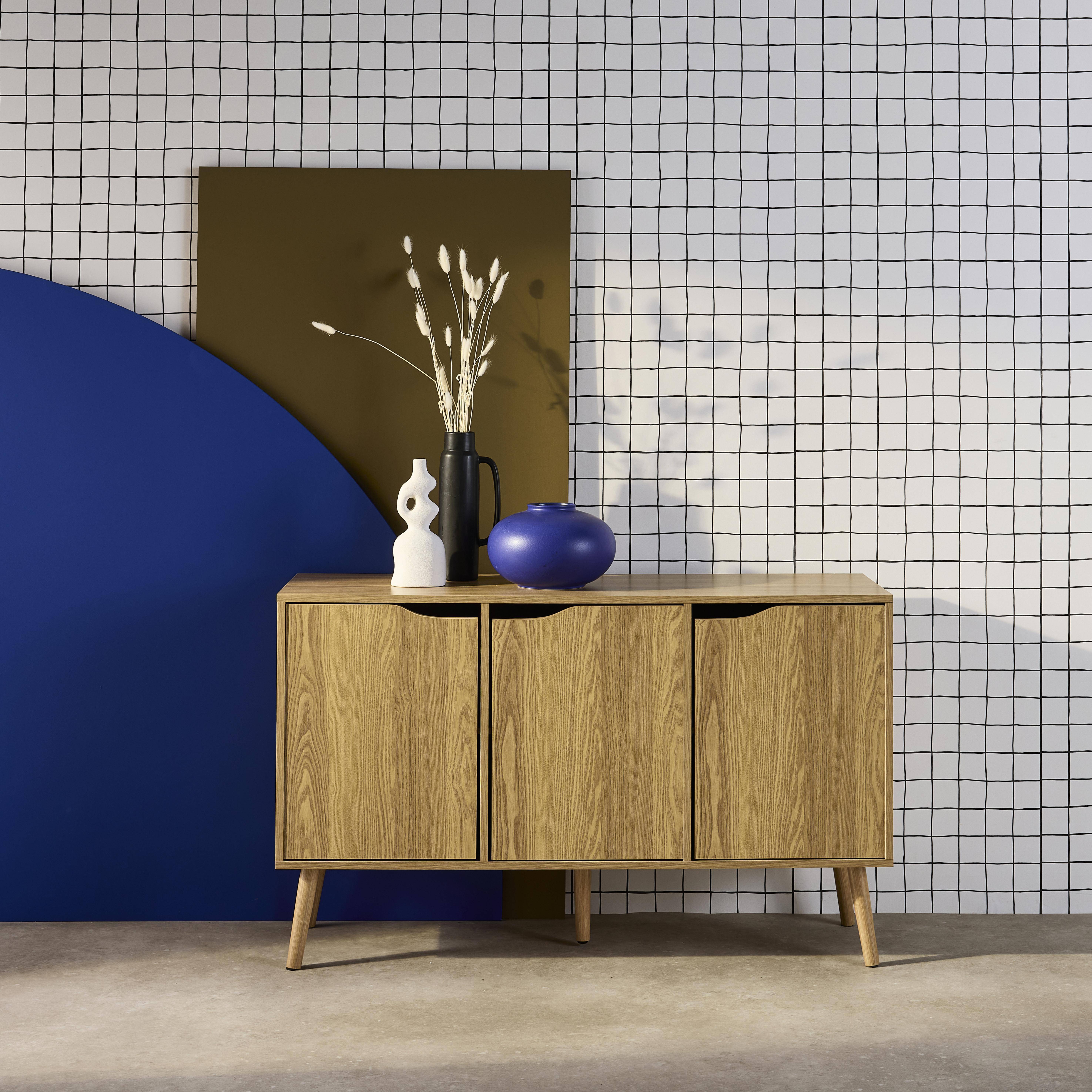 Sideboard in Eschenoptik mit 3 Türen und 3 Einlegeböden, 120 cm - Nepal Photo1
