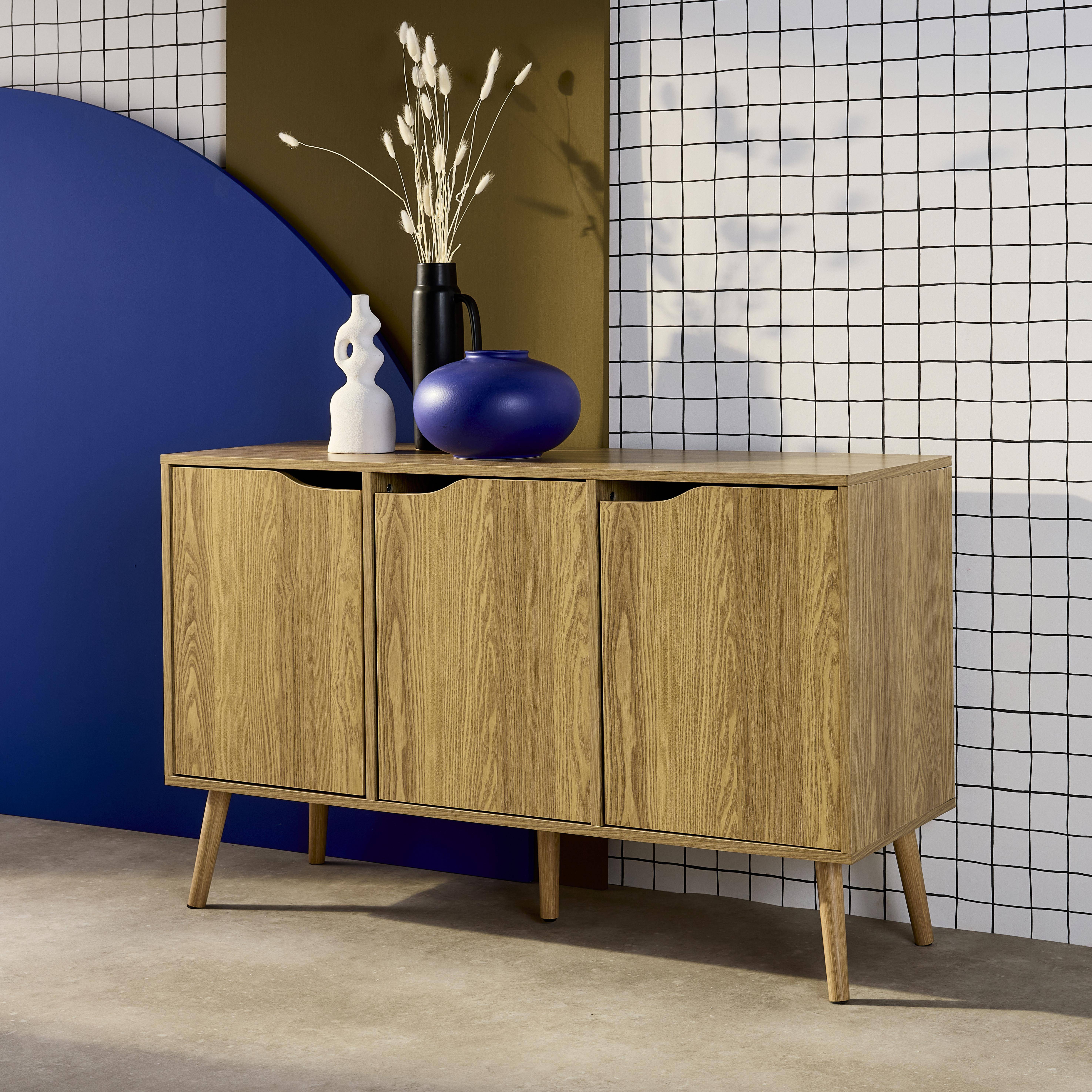 Sideboard in Eschenoptik mit 3 Türen und 3 Einlegeböden, 120 cm - Nepal Photo2