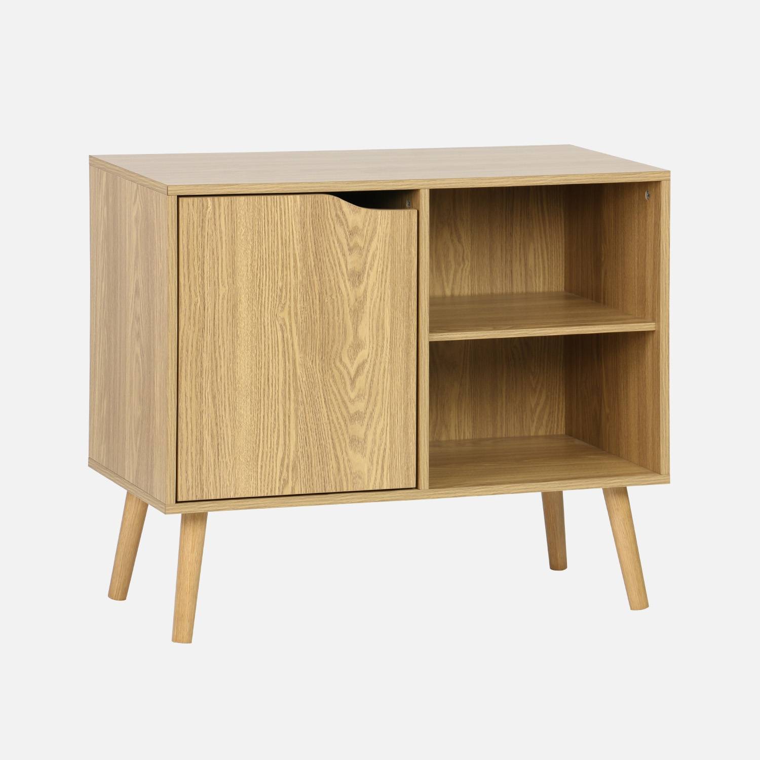 Buffet de rangement effet frêne, 2 étagères