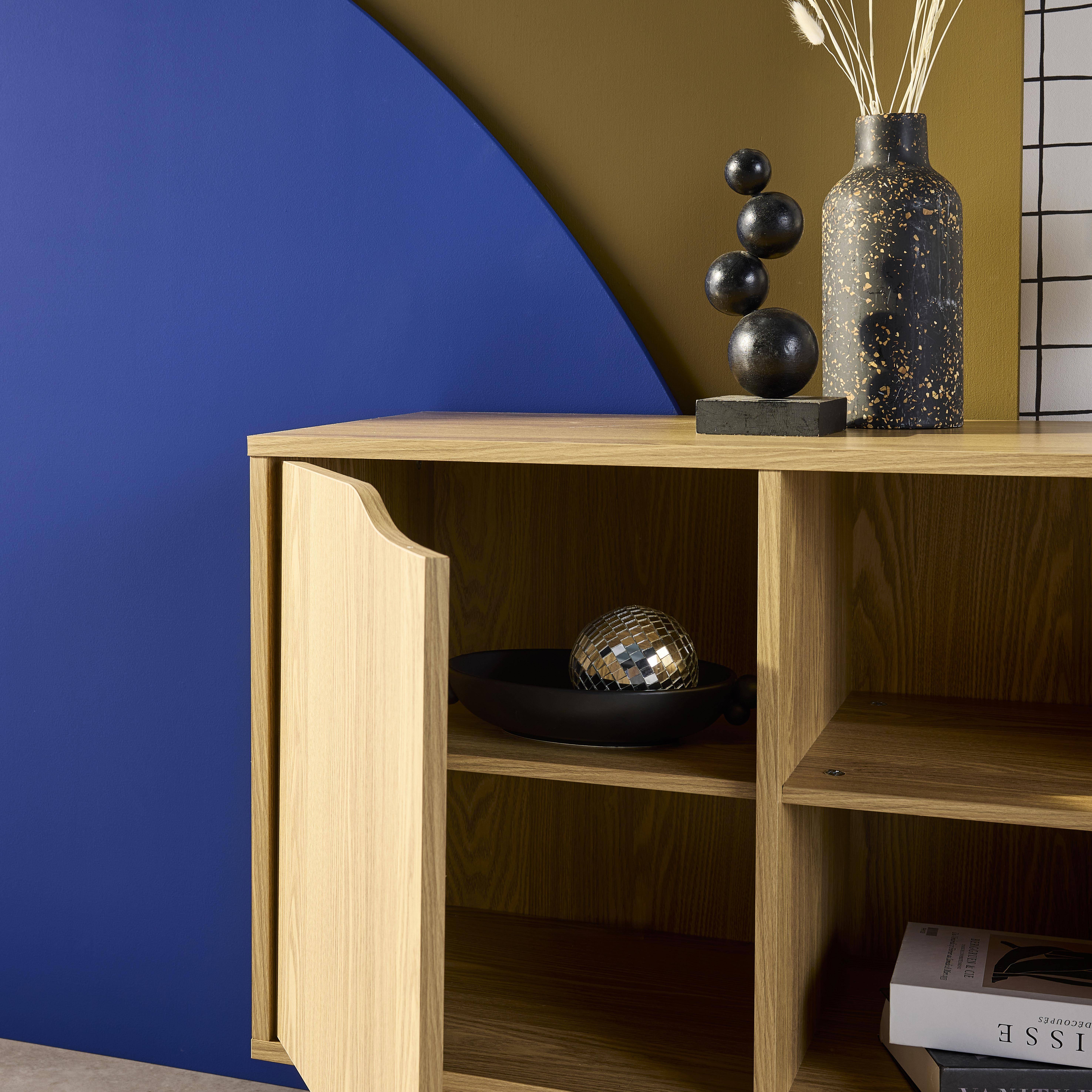 80cm walnut-effect sideboard with 2 shelves, Nepal, Ash effect, 80x39x69 cm Photo3