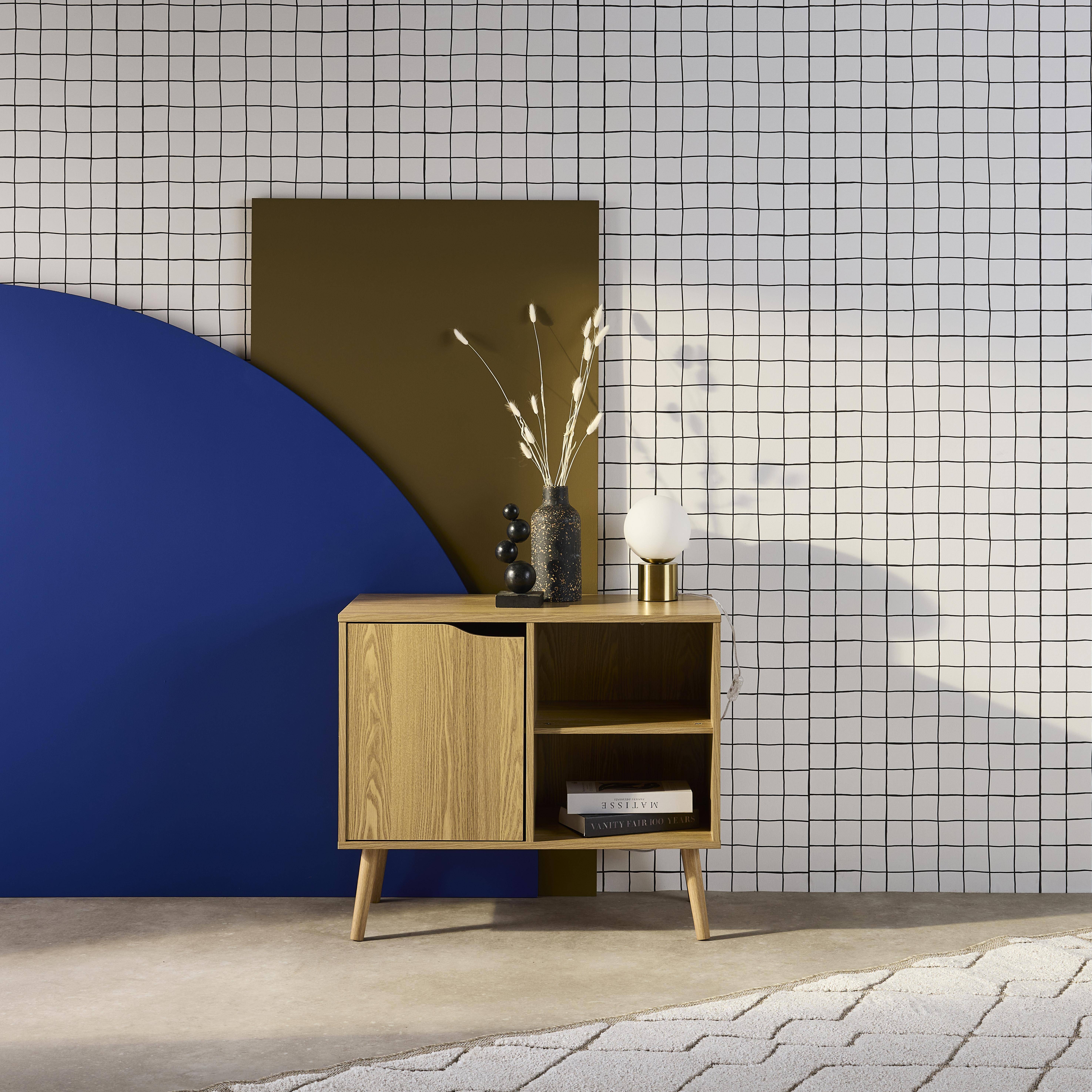 80cm walnut-effect sideboard with 2 shelves, Nepal, Ash effect, 80x39x69 cm Photo1