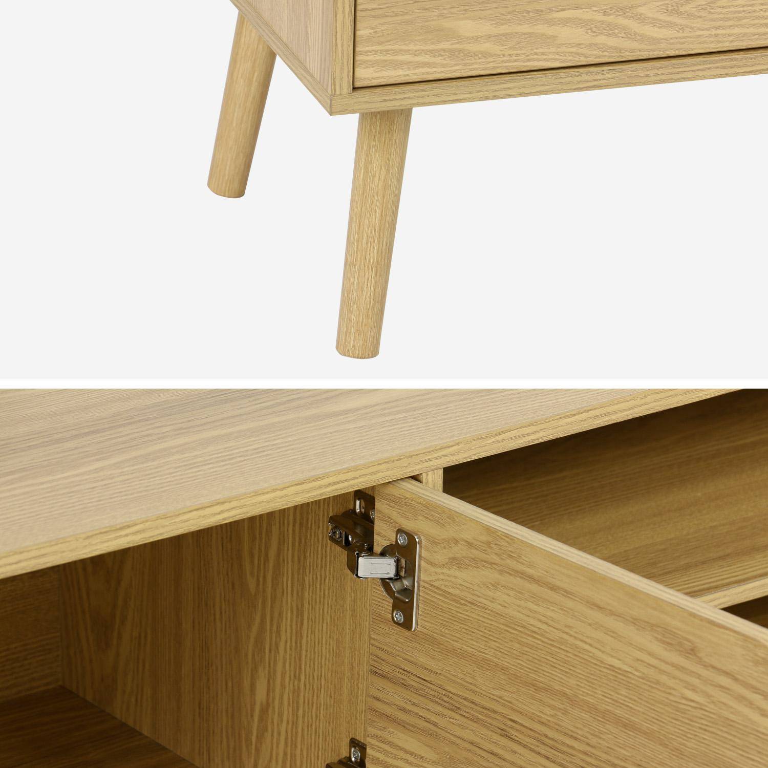 Mueble de TV en acabado estilo nogal con 2 puertas, 160cm, Nepal, Efecto fresno, 160x40x50 cm Photo5