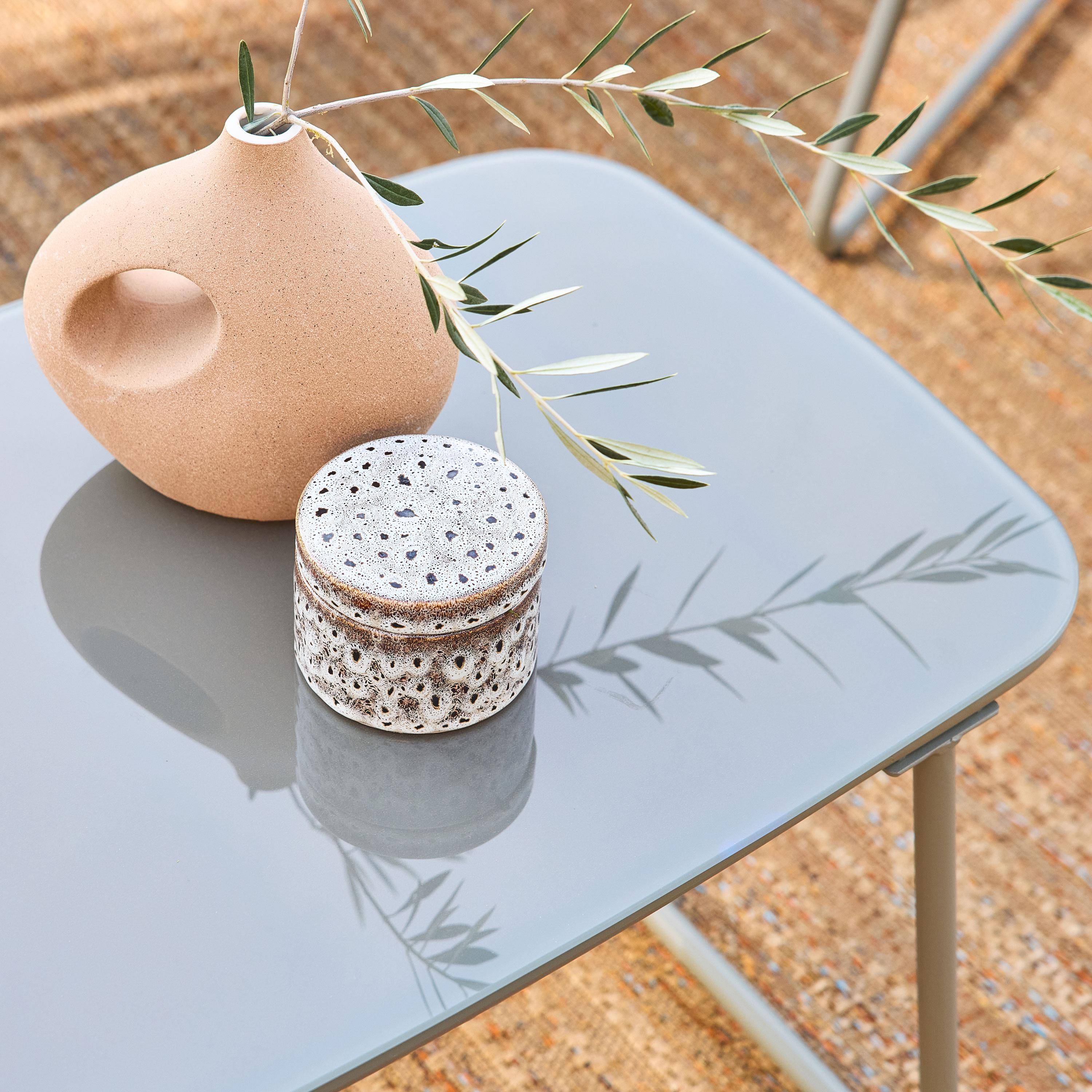 Loungeset van metaal en natuurlijk hars, touweffect, beige kussens, savane kleur, 4 zits Photo5