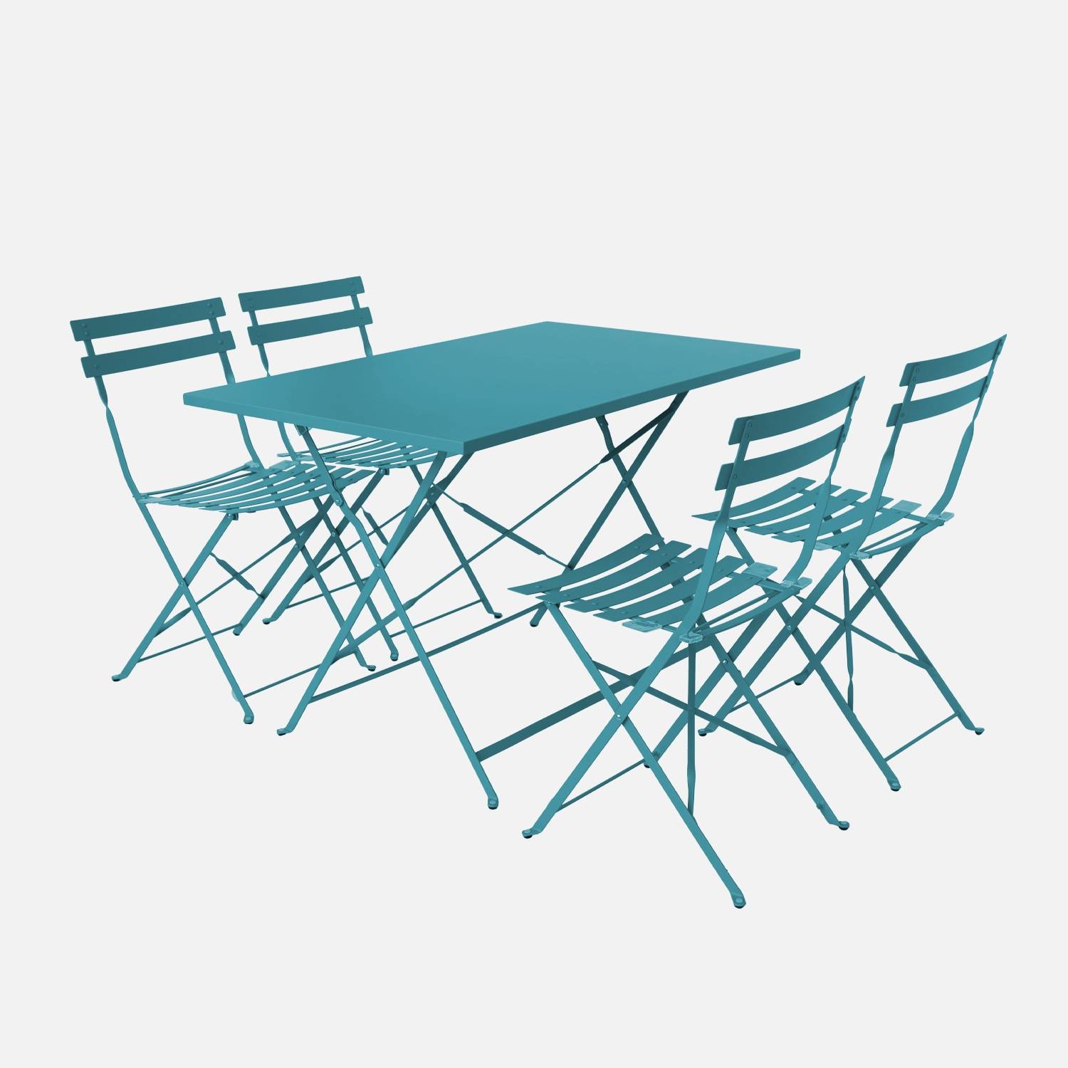 Rechthoekige inklapbare bistro tuinset 110 x 70cm, eendenblauw