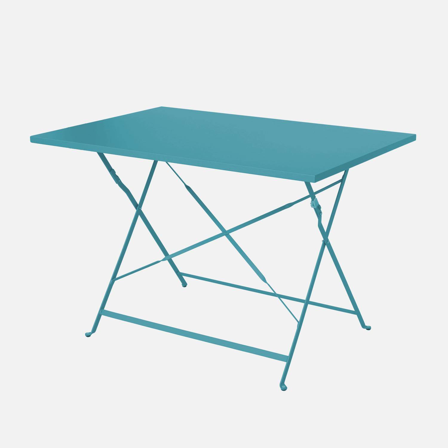 4-seater folding metal bistro garden table, Emilia, Duck Blue, 110x70x72 cm Photo2