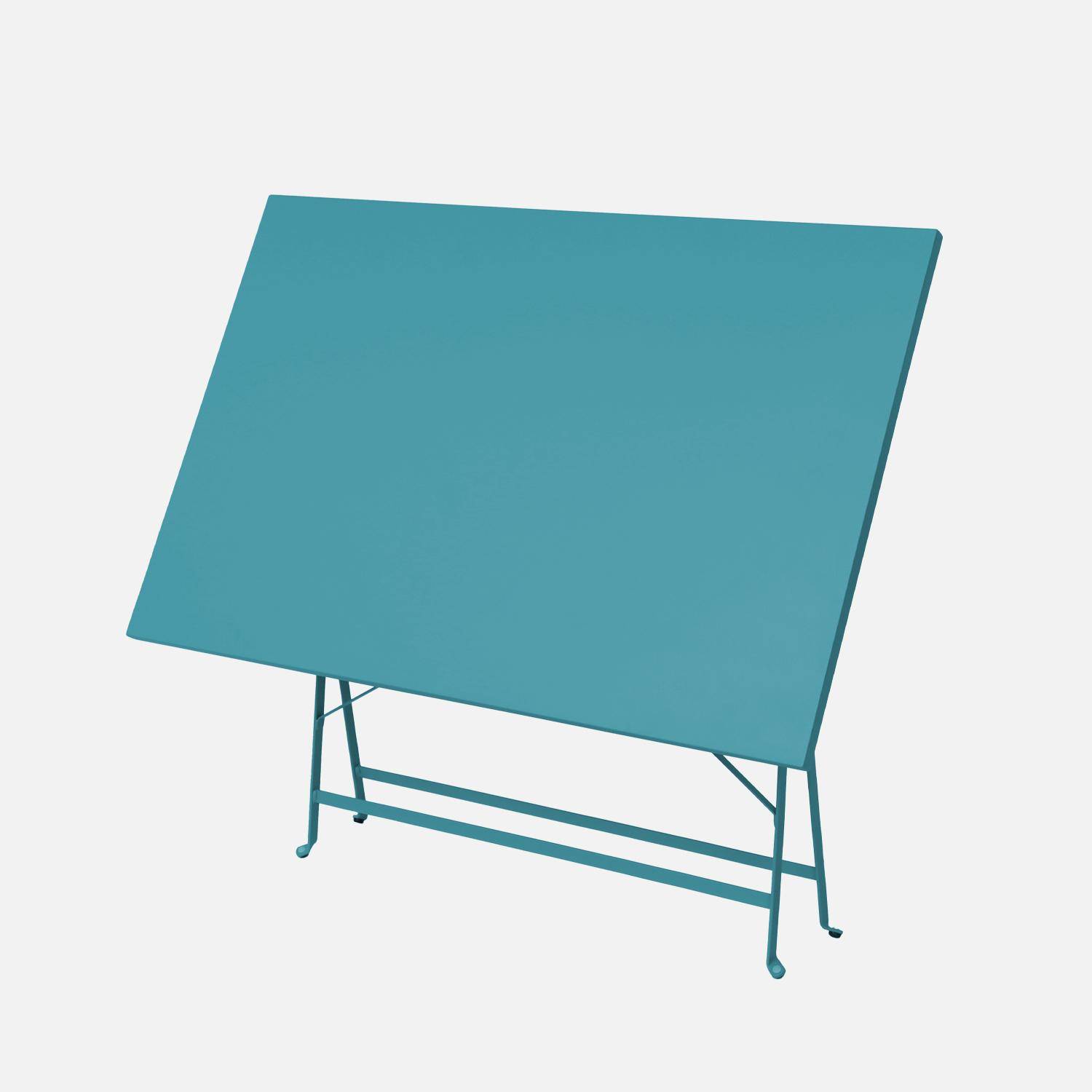 4-seater folding metal bistro garden table, Emilia, Duck Blue, 110x70x72 cm,sweeek,Photo4
