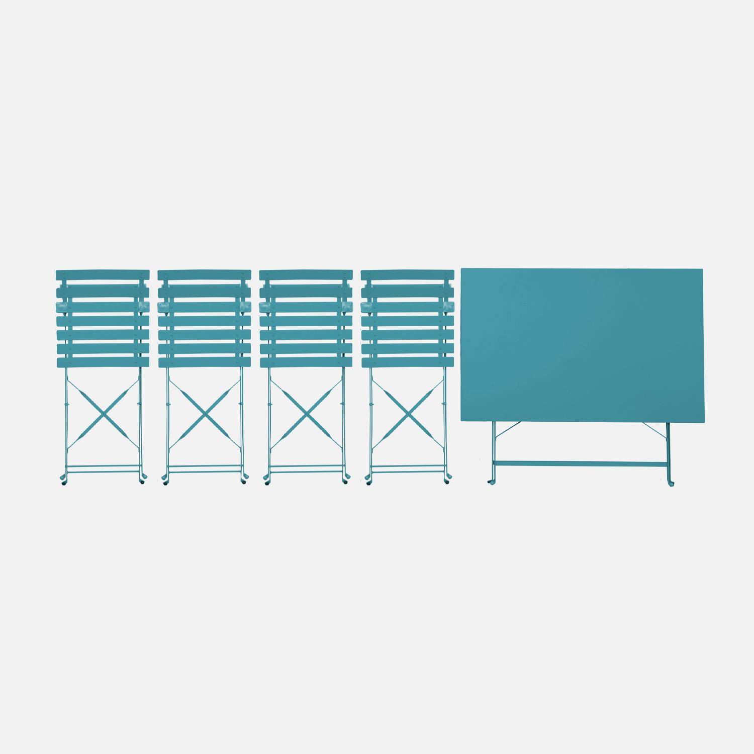 4-seater folding metal bistro garden table, Emilia, Duck Blue, 110x70x72 cm Photo3