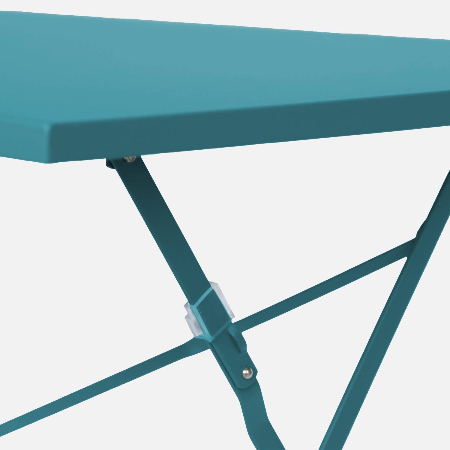 4-seater folding metal bistro garden table, Emilia, Duck Blue, 110x70x72 cm Photo5