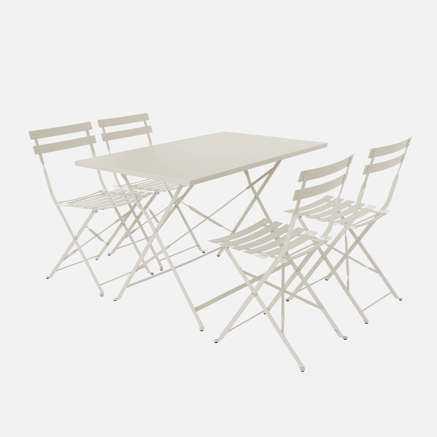 Rechthoekige inklapbare bistro tuinset 110 x 70cm, beige