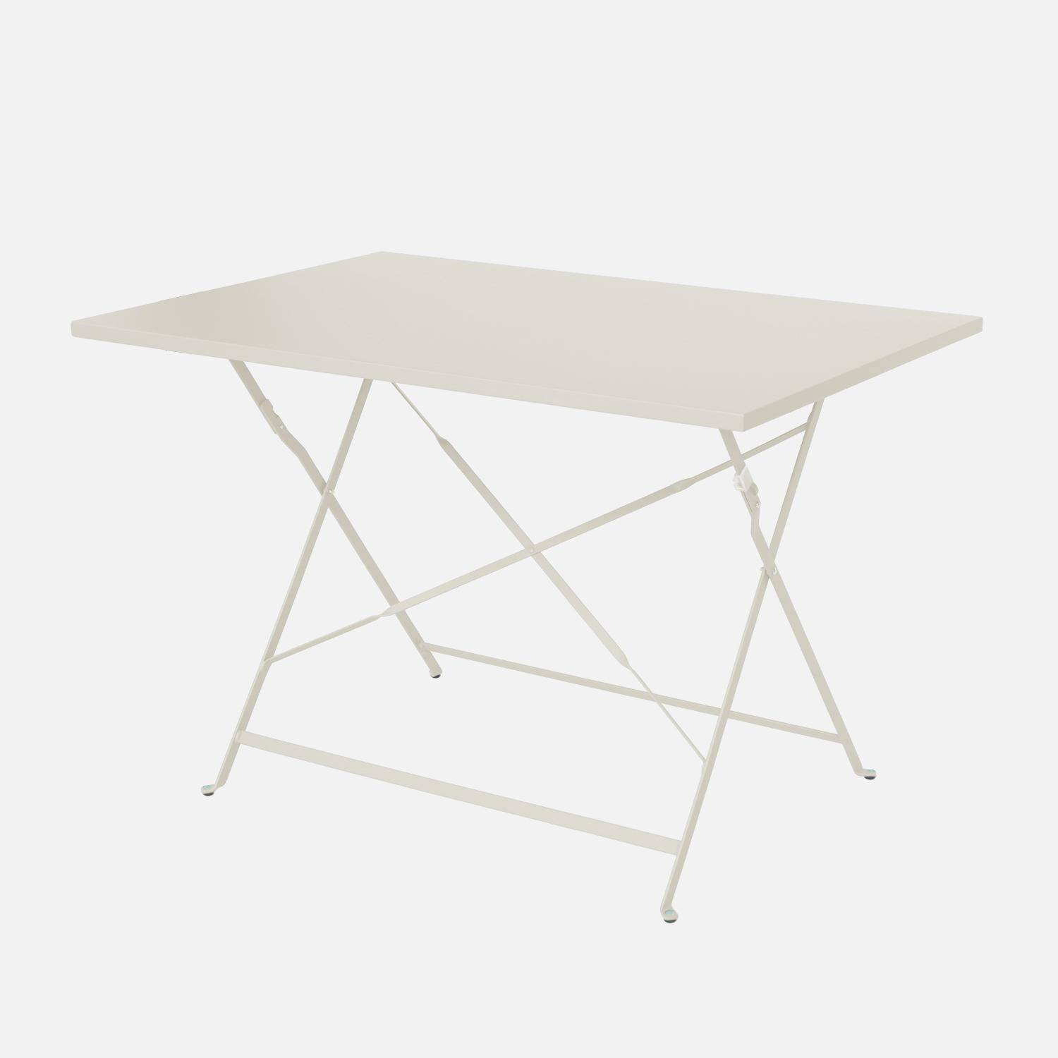 Mesa de jardim bistrô dobrável em metal, 4 cadeiras, Emilia, Beige, 110x70x72 cm Photo2