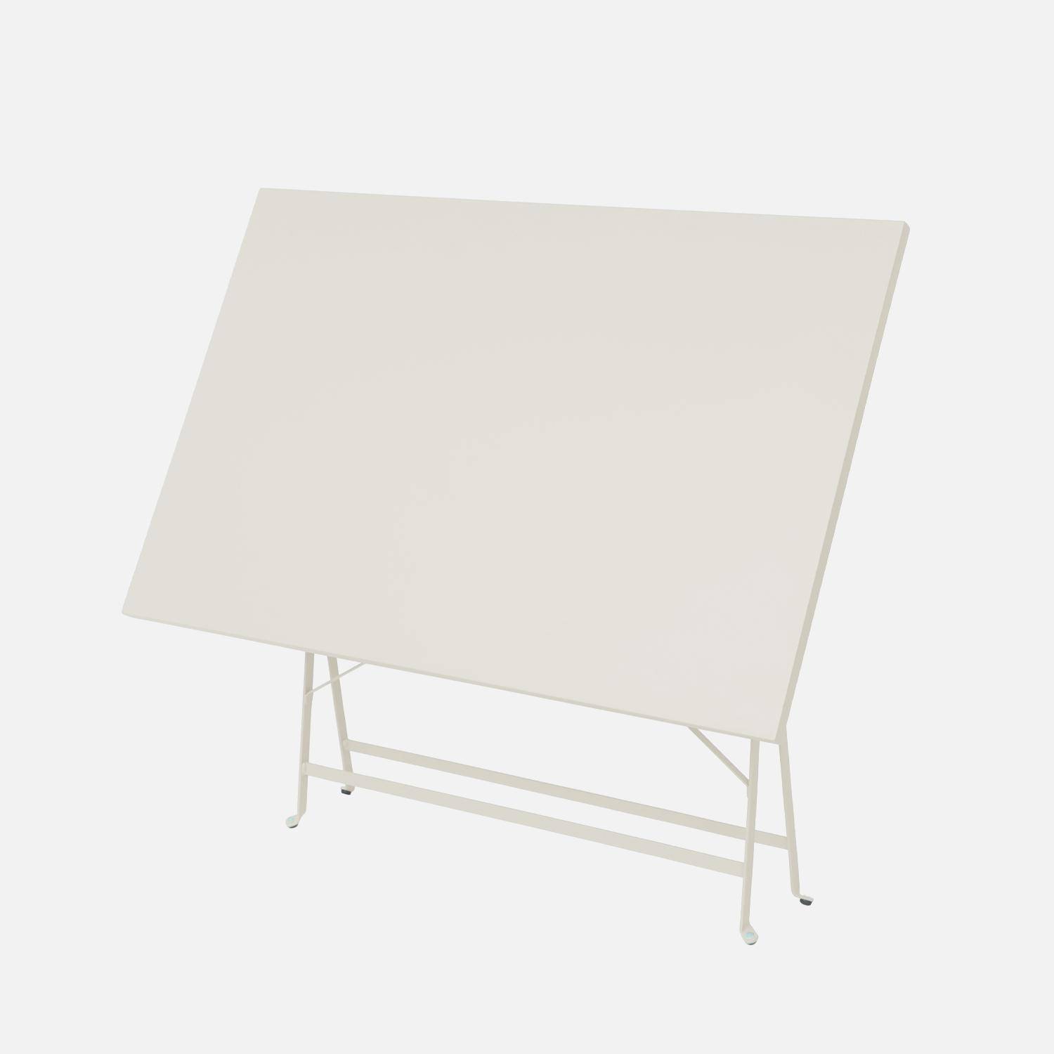 Mesa de jardim bistrô dobrável em metal, 4 cadeiras, Emilia, Beige, 110x70x72 cm Photo4