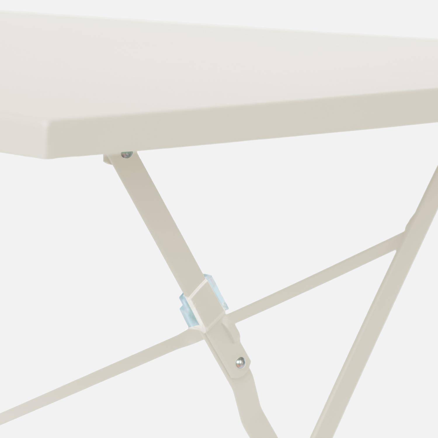 Set tavolo da giardino pieghevole in acciaio con 4 sedie, 110cm Beige - 110x70x72 cm,sweeek,Photo6