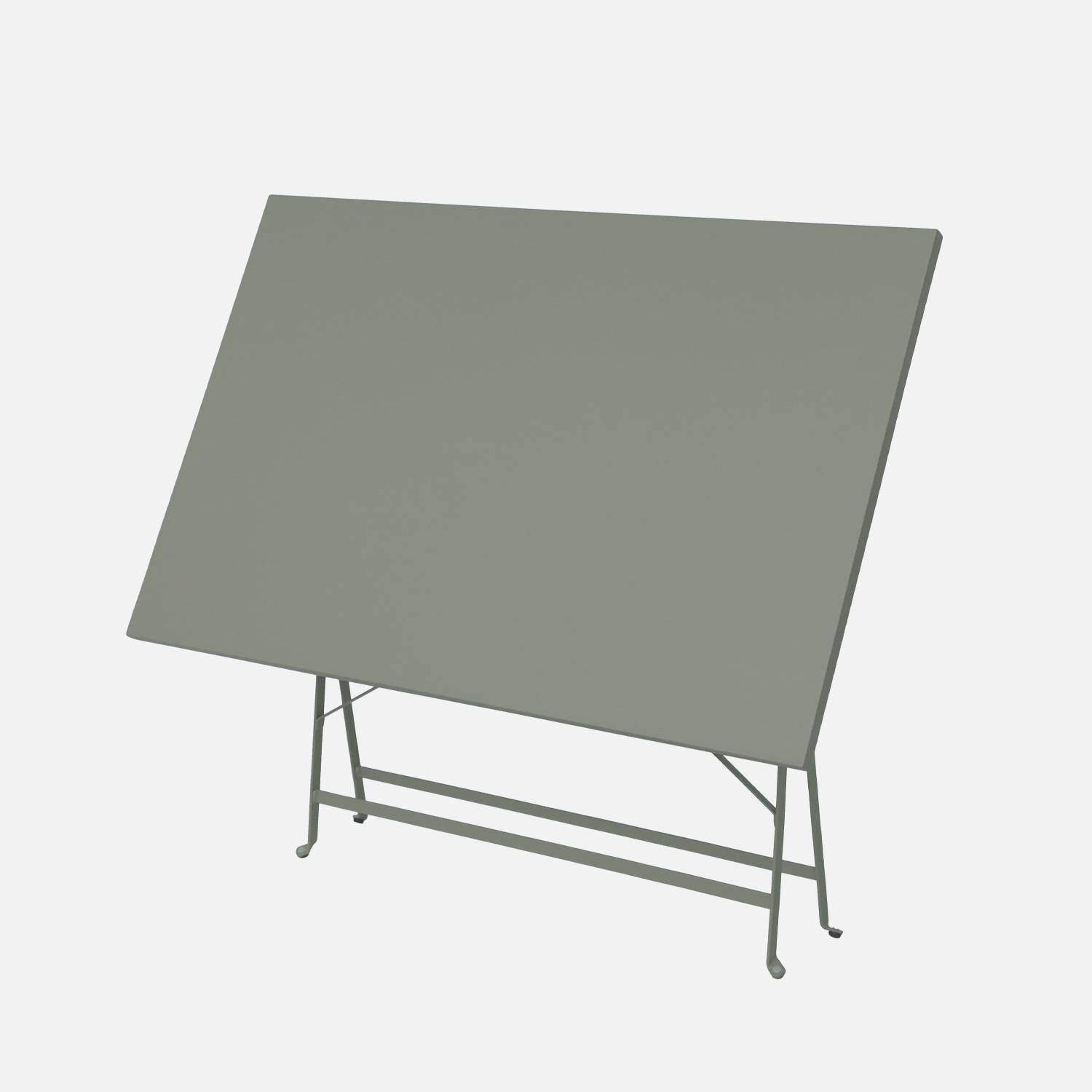 4-seater folding metal bistro garden table, Emilia, Khaki Green, 110x70x72 cm Photo4