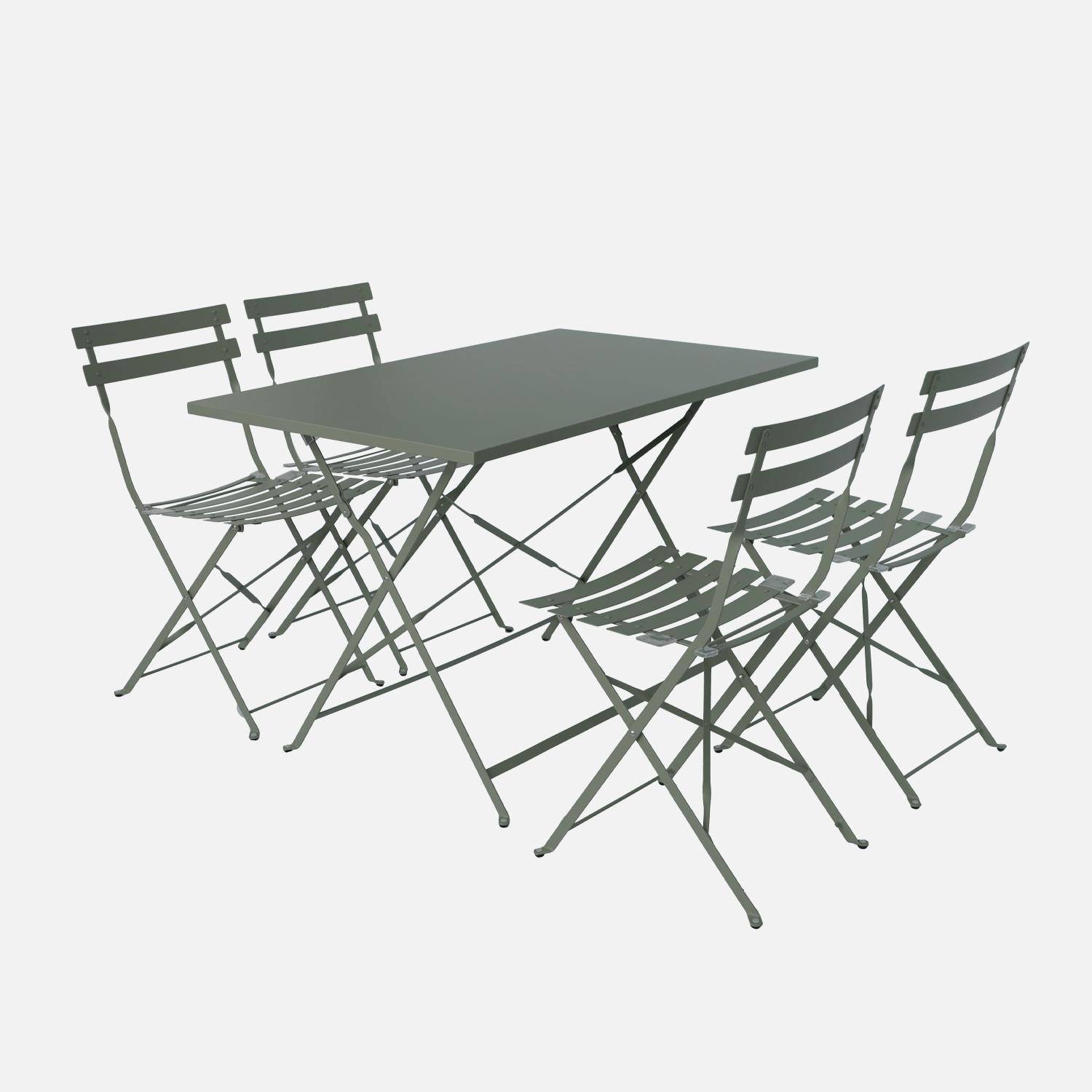 4-seater folding metal bistro garden table, Emilia, Khaki Green, 110x70x72 cm Photo1
