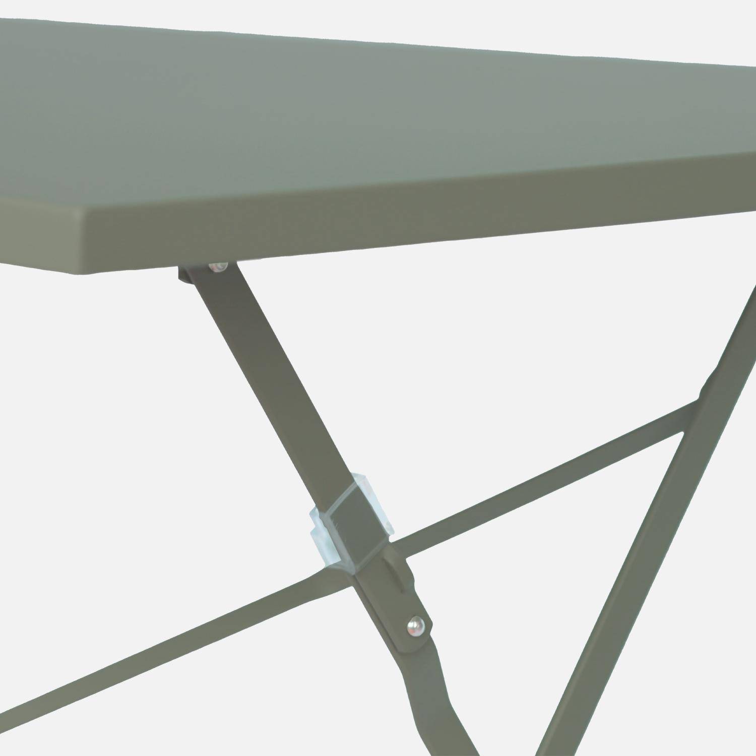 Salon de jardin bistrot pliable rectangulaire 110 x 70cm, avec quatre chaises pliantes, acier thermolaqué,sweeek,Photo6