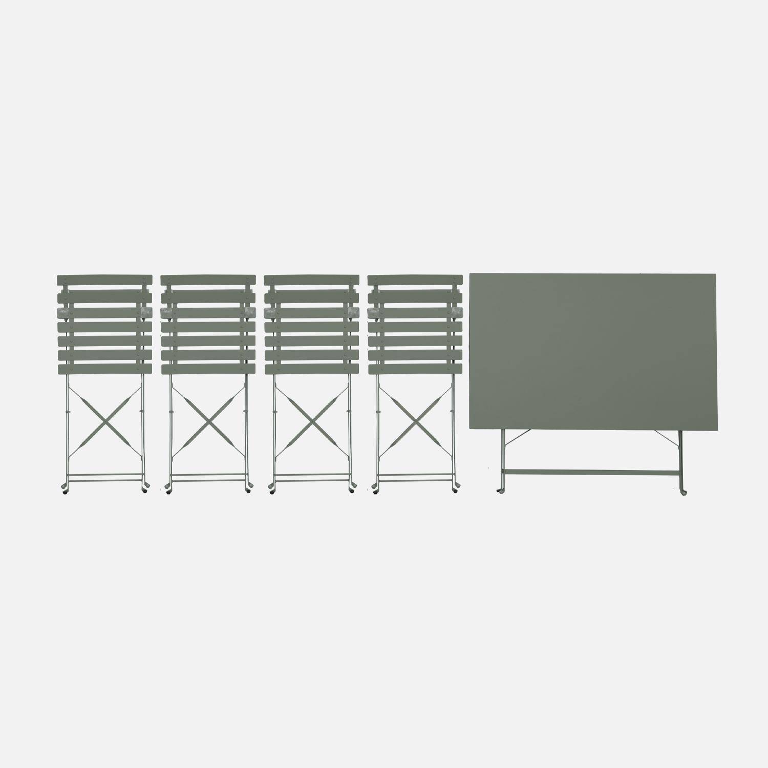 4-seater folding metal bistro garden table, Emilia, Khaki Green, 110x70x72 cm Photo3
