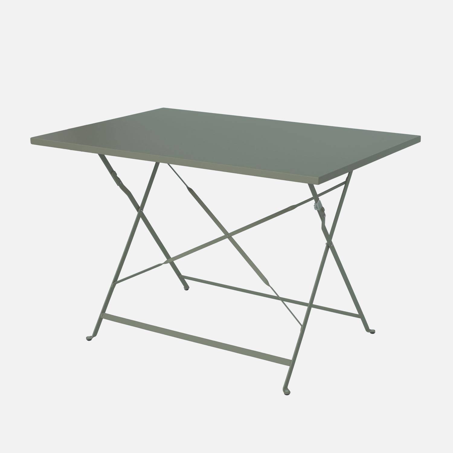 4-seater folding metal bistro garden table, Emilia, Khaki Green, 110x70x72 cm Photo2