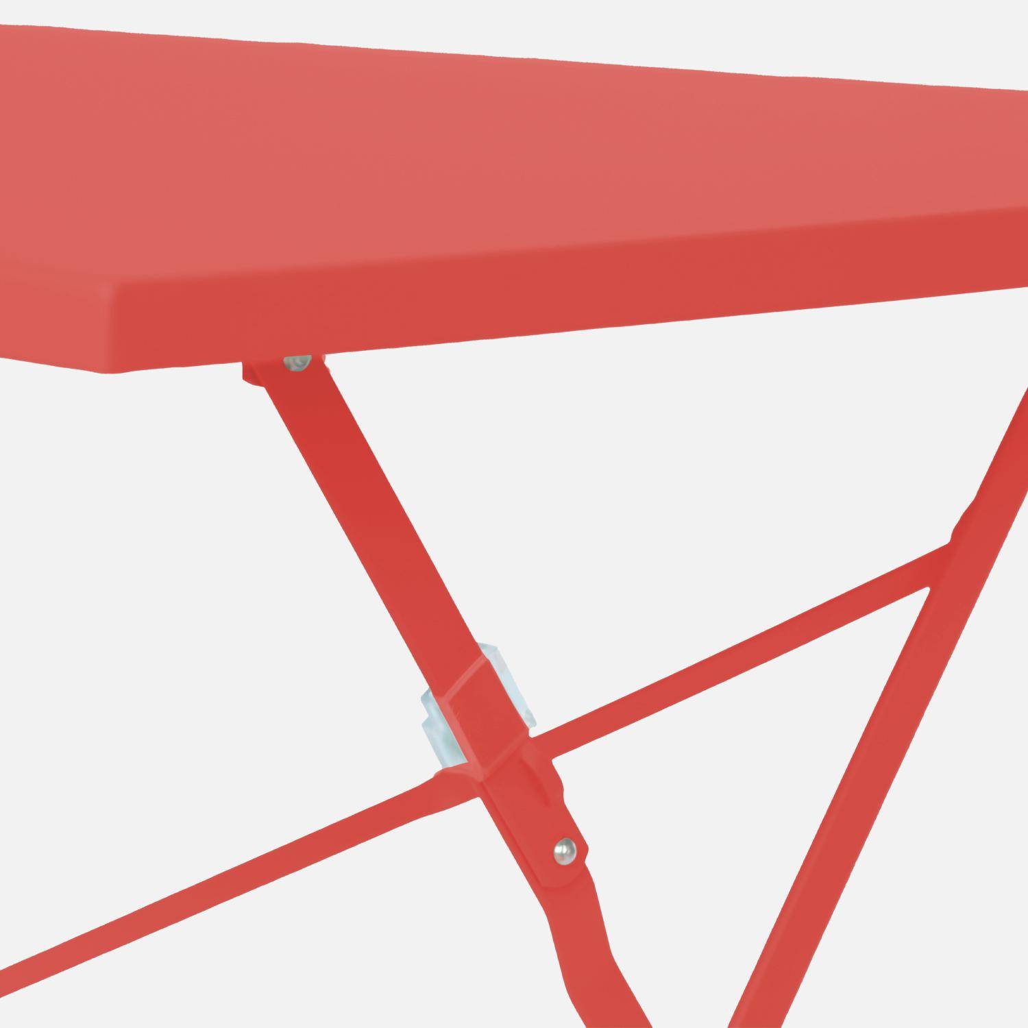 Salon de jardin bistrot pliable rectangulaire 110 x 70cm, avec quatre chaises pliantes, acier thermolaqué,sweeek,Photo6