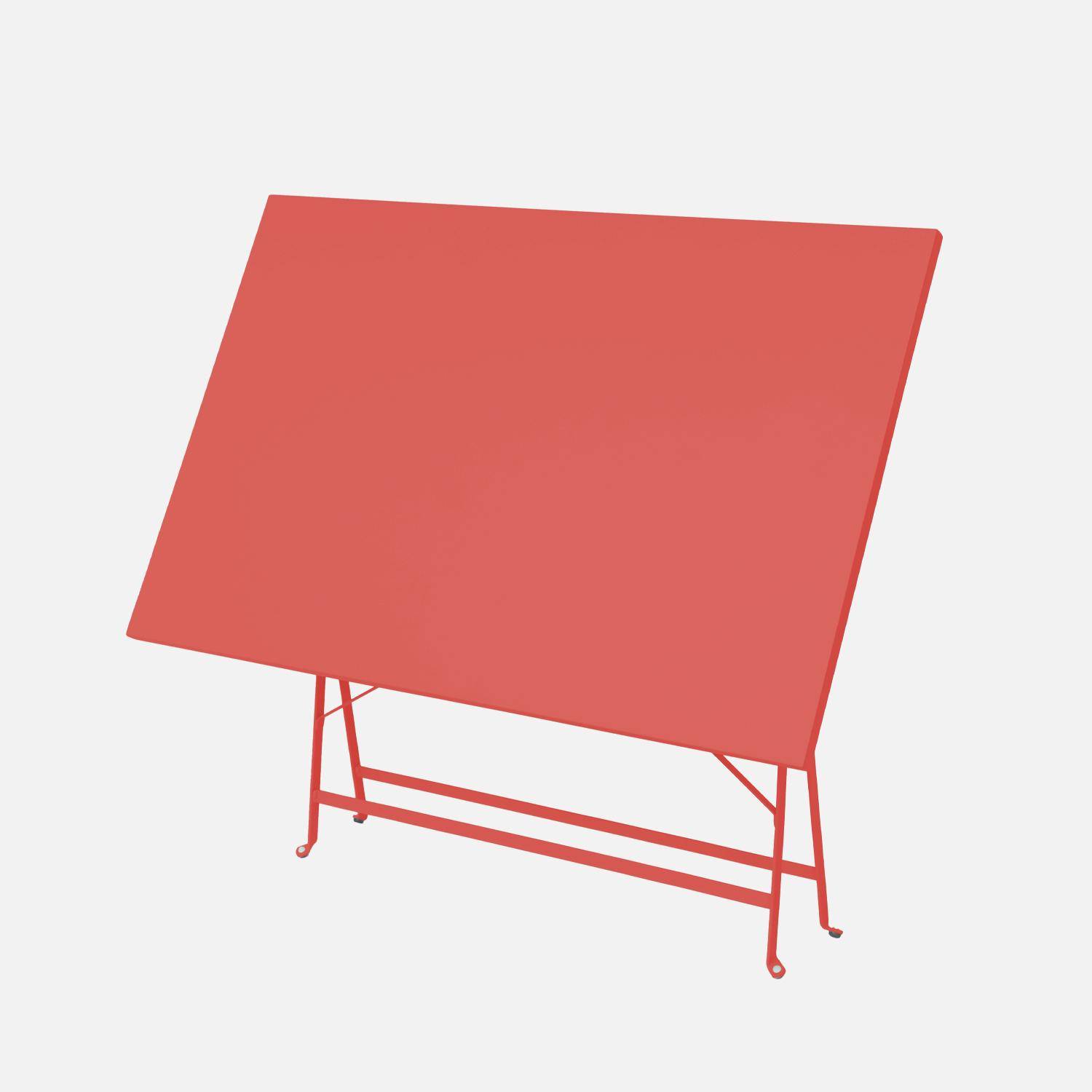 Salon de jardin bistrot pliable rectangulaire 110 x 70cm, avec quatre chaises pliantes, acier thermolaqué,sweeek,Photo4