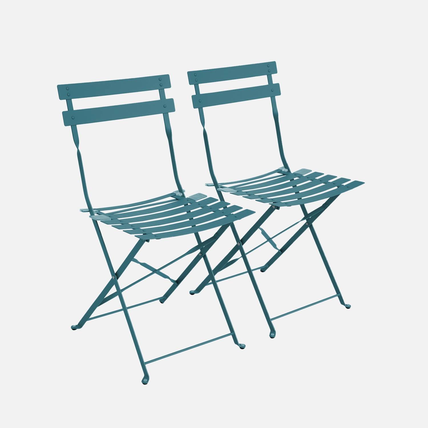Set van 2 eendenblauw gepoedercoat stalen tuinstoelen