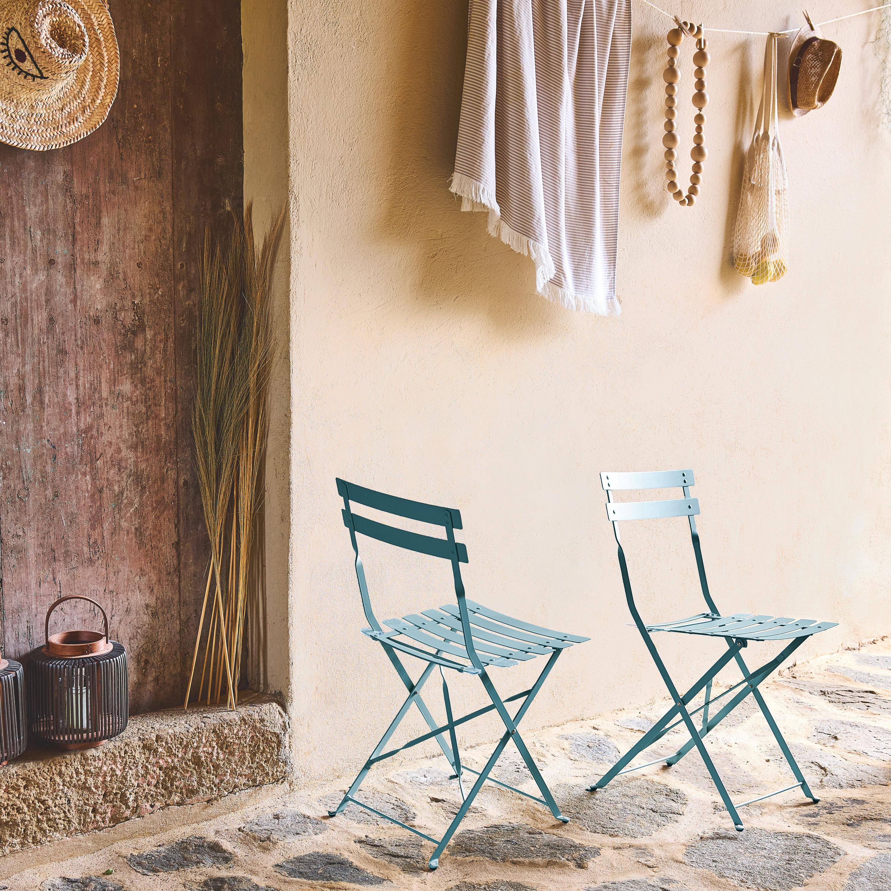 Lot de 2 chaises de jardin bistrot pliables en acier thermolaqué, 49,5 x 41 x 80,5cm Photo1