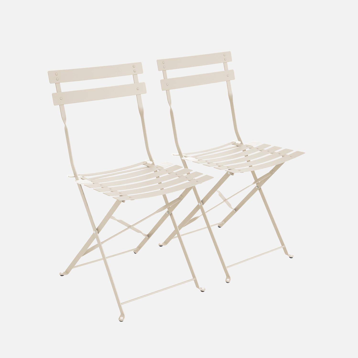 Cadeira de jardim dobrável em metal, set de 2, Emilia, Beige, 49.5x41x80.5 cm Photo6