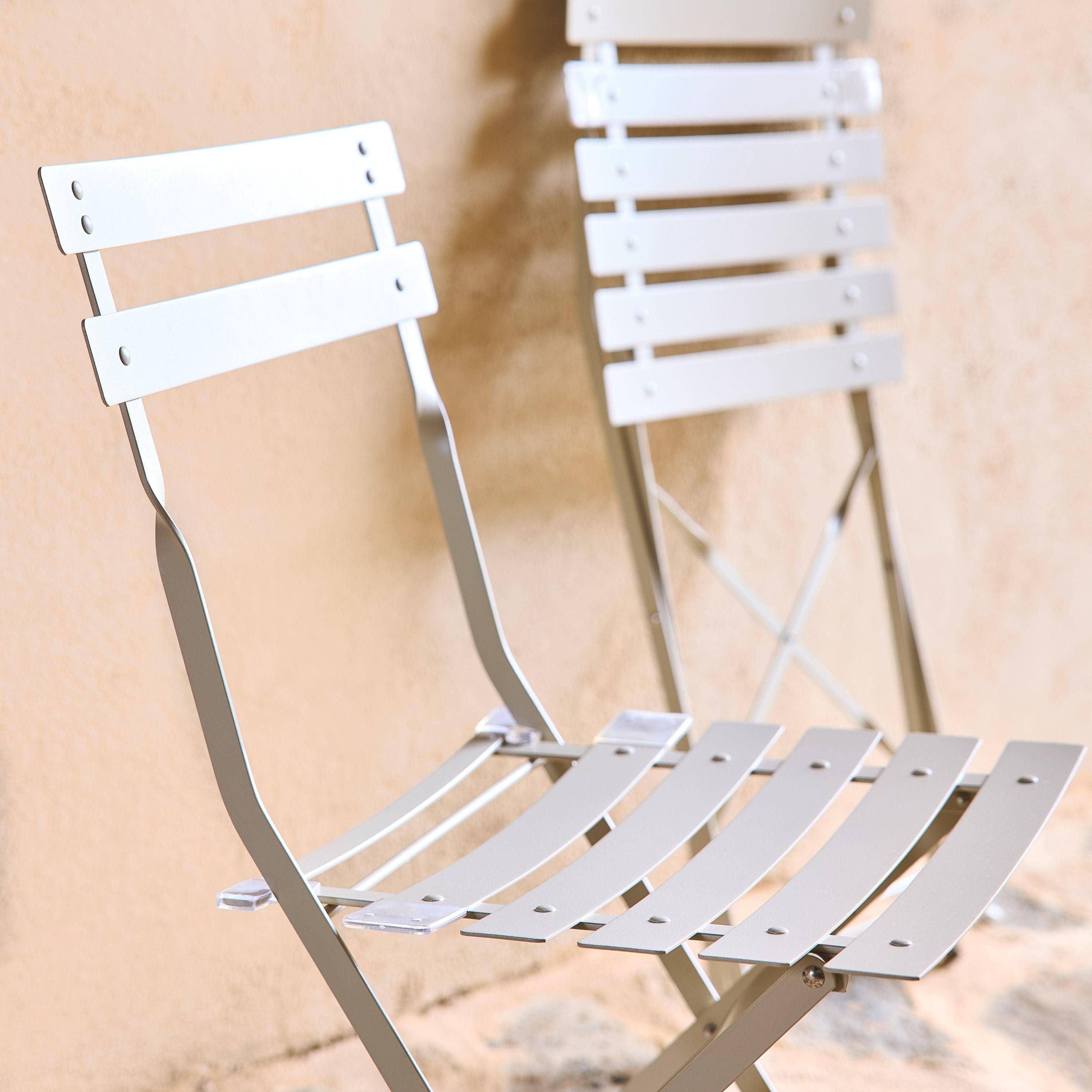 Cadeira de jardim dobrável em metal, set de 2, Emilia, Beige, 49.5x41x80.5 cm Photo4
