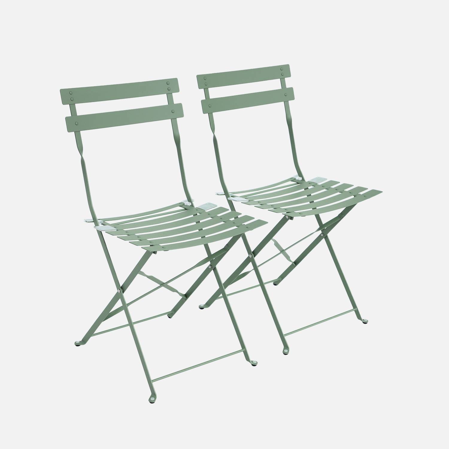 Set van 2 opvouwbare tuinstoelen in kopergroen gepoedercoat staal