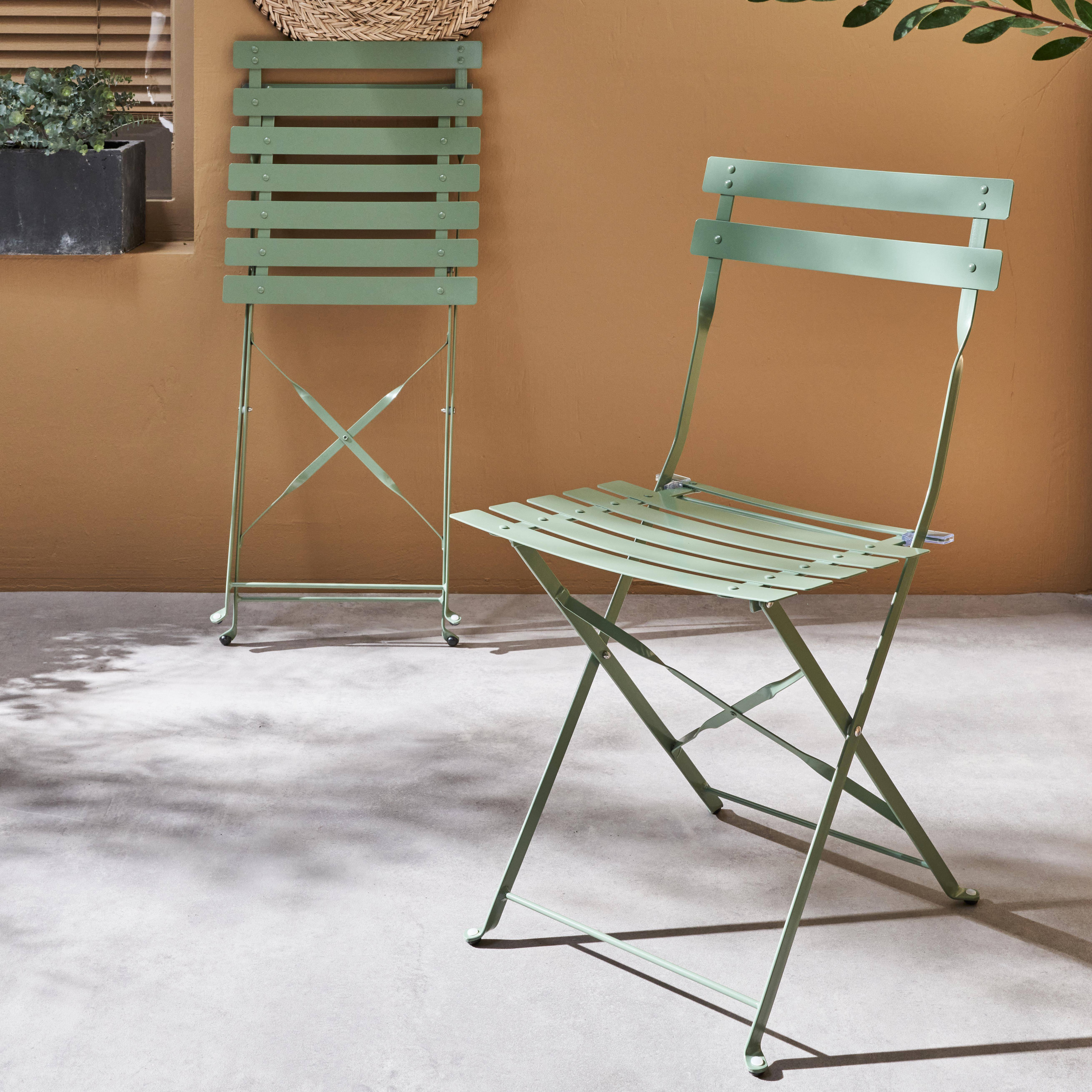Set of 2 I sweeek folding garden chairs in grey-green powder