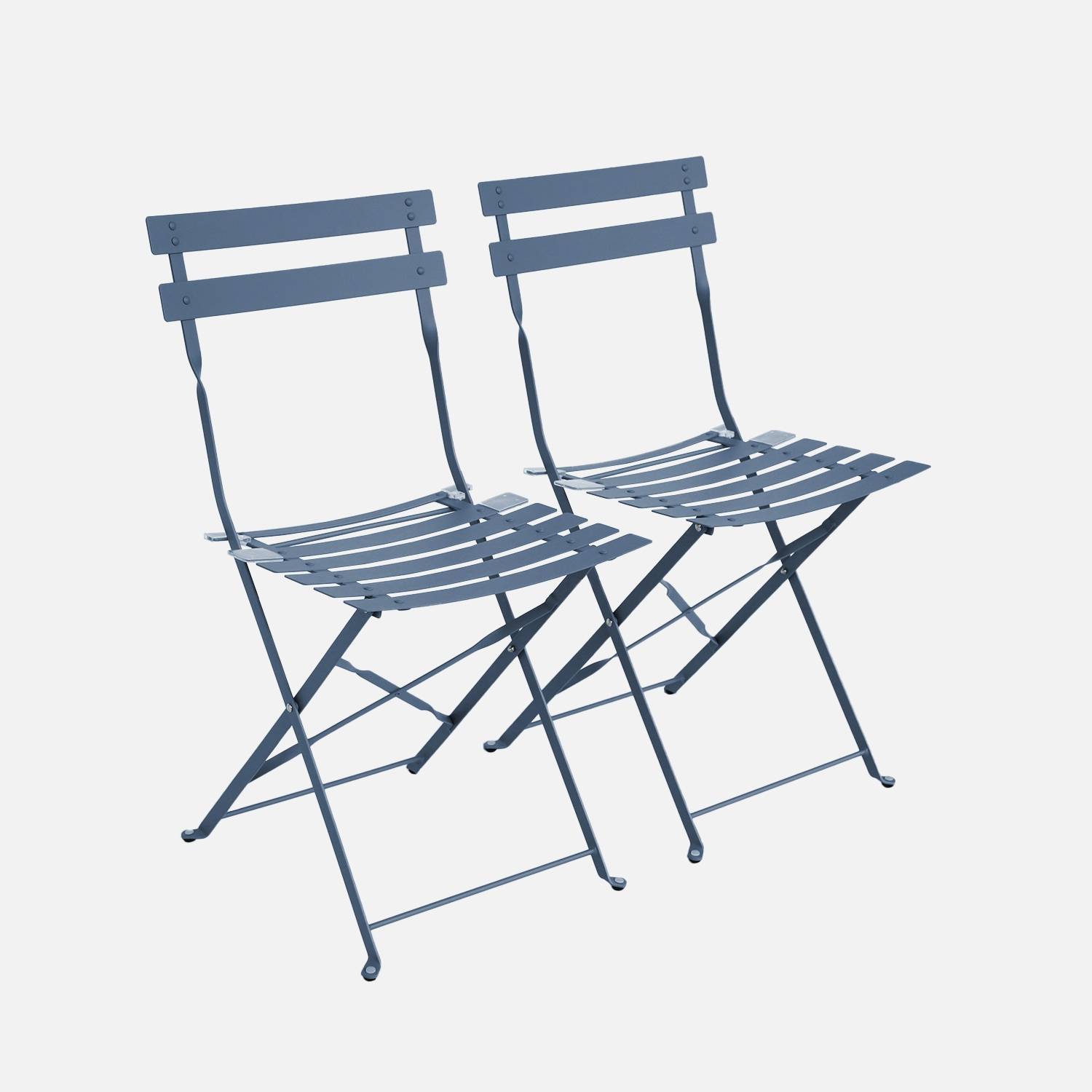 Set van 2 inklapbare tuinstoelen in gepoedercoat blauwgrijs staal