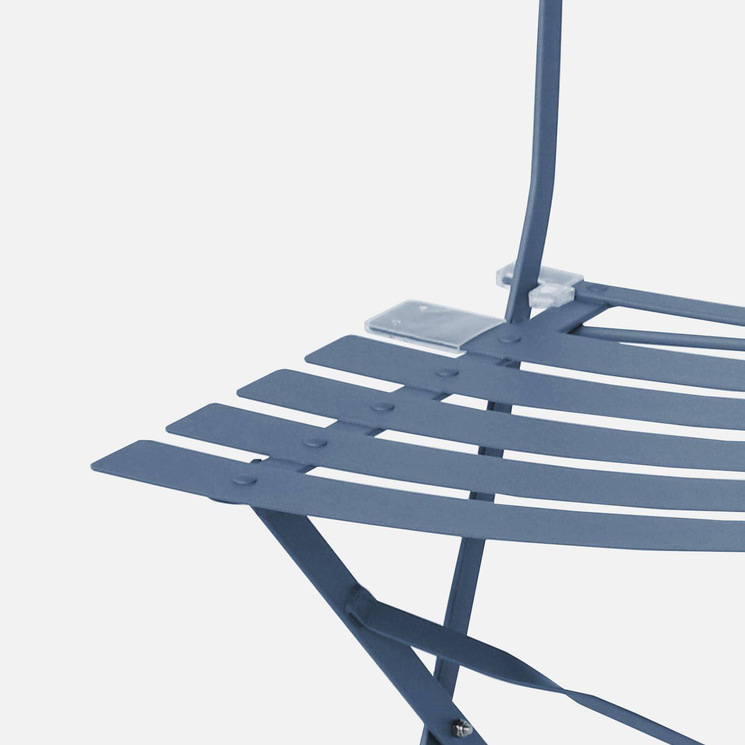 Set of 2 folding bistro garden chairs in powder-coated steel, Emilia, blue-grey, 49.5 x 41 x 80.5cm Photo4