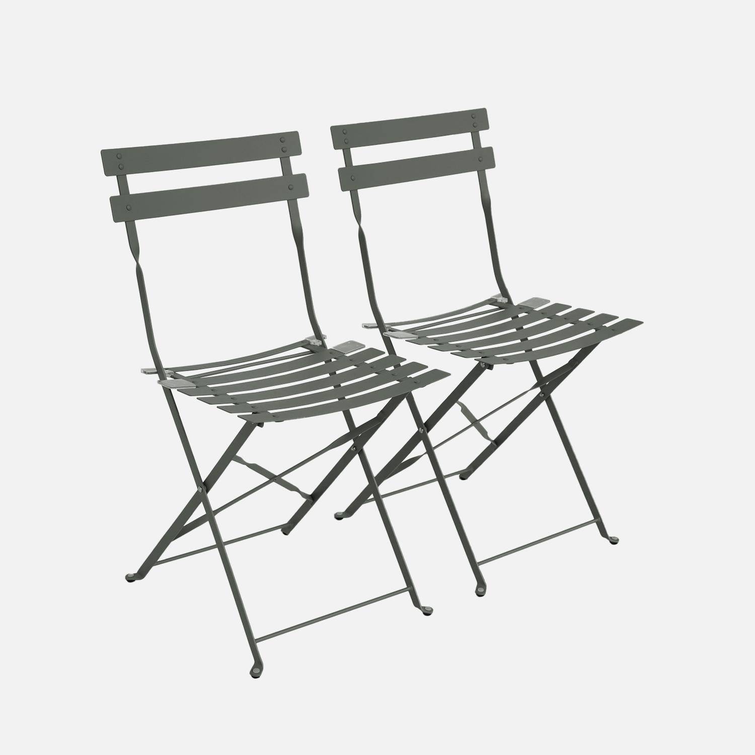 Set of 2 folding bistro garden chairs in steel khaki I sweeek